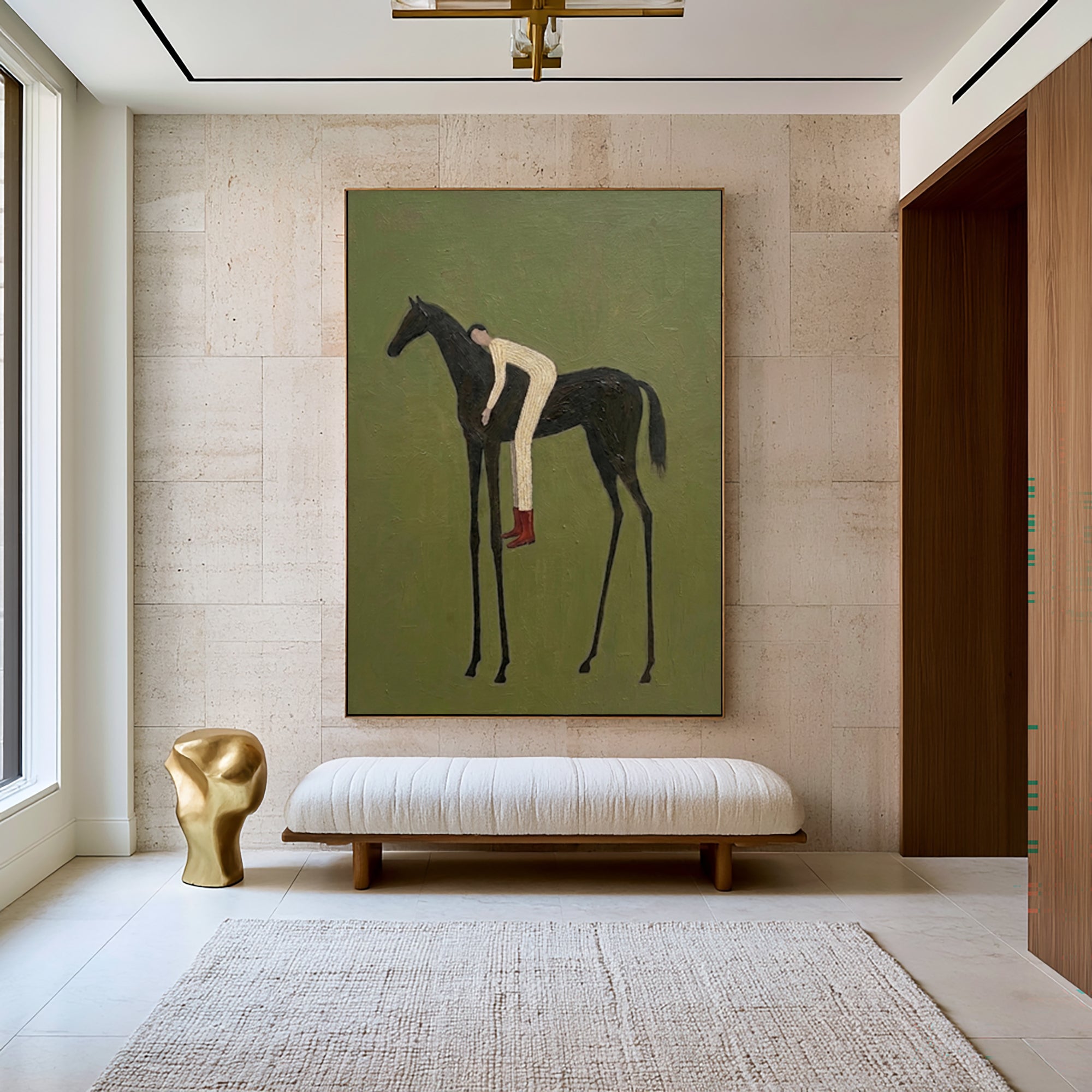 Large Vintage Rider Wall Art Horse Equestrian Oil Painting Cowboy Cowgirl Inspired Vintage Americana Western Artwork Modern Home Decor