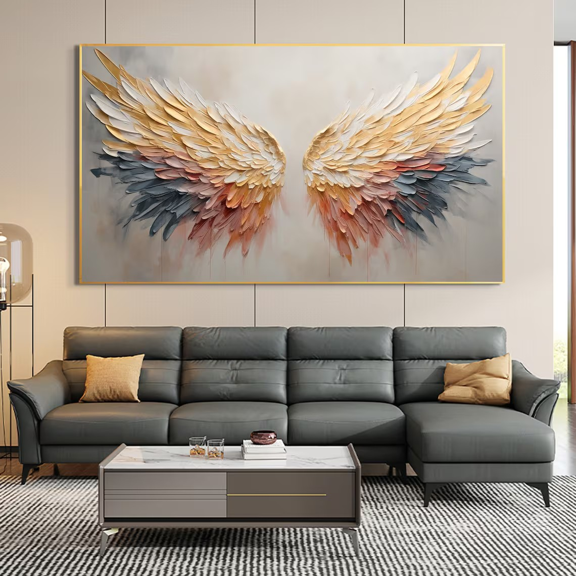 Gradient Angel Wings Textured Wall Art for Modern Interiors #BGA 042