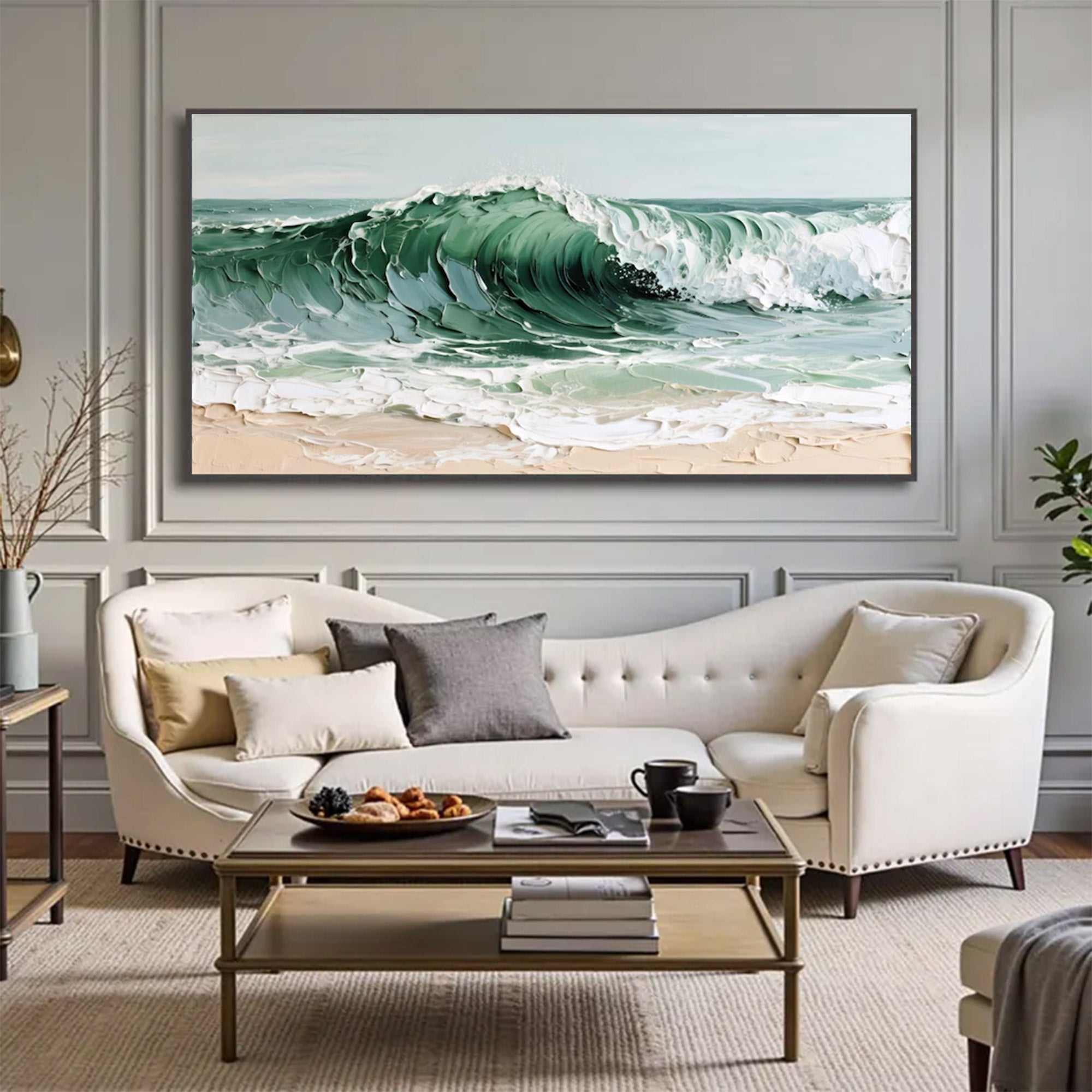 Large Abstract Textured Ocean Canvas | MuroArt #WGA 035