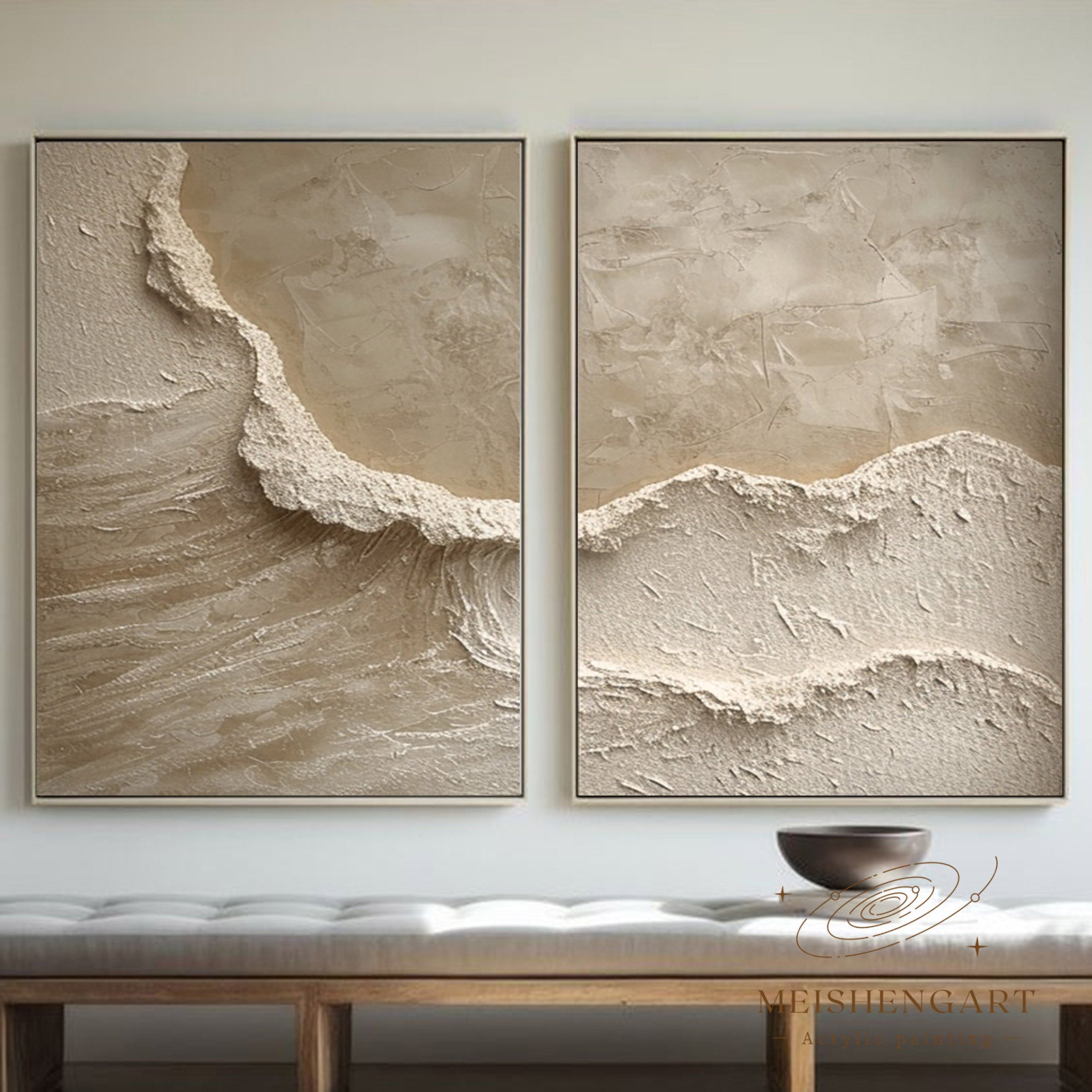 Beige & Brown Minimalist Painting Set Of 2 #BBS 004