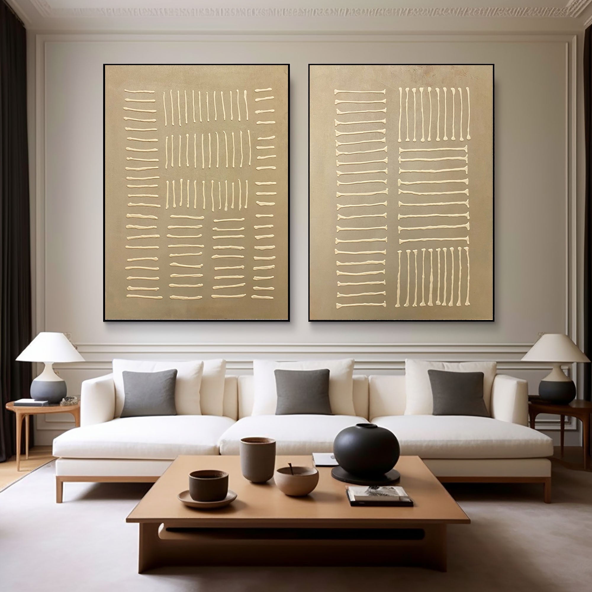 Beige & Brown Minimalist Painting Set Of 2 #BBS 023