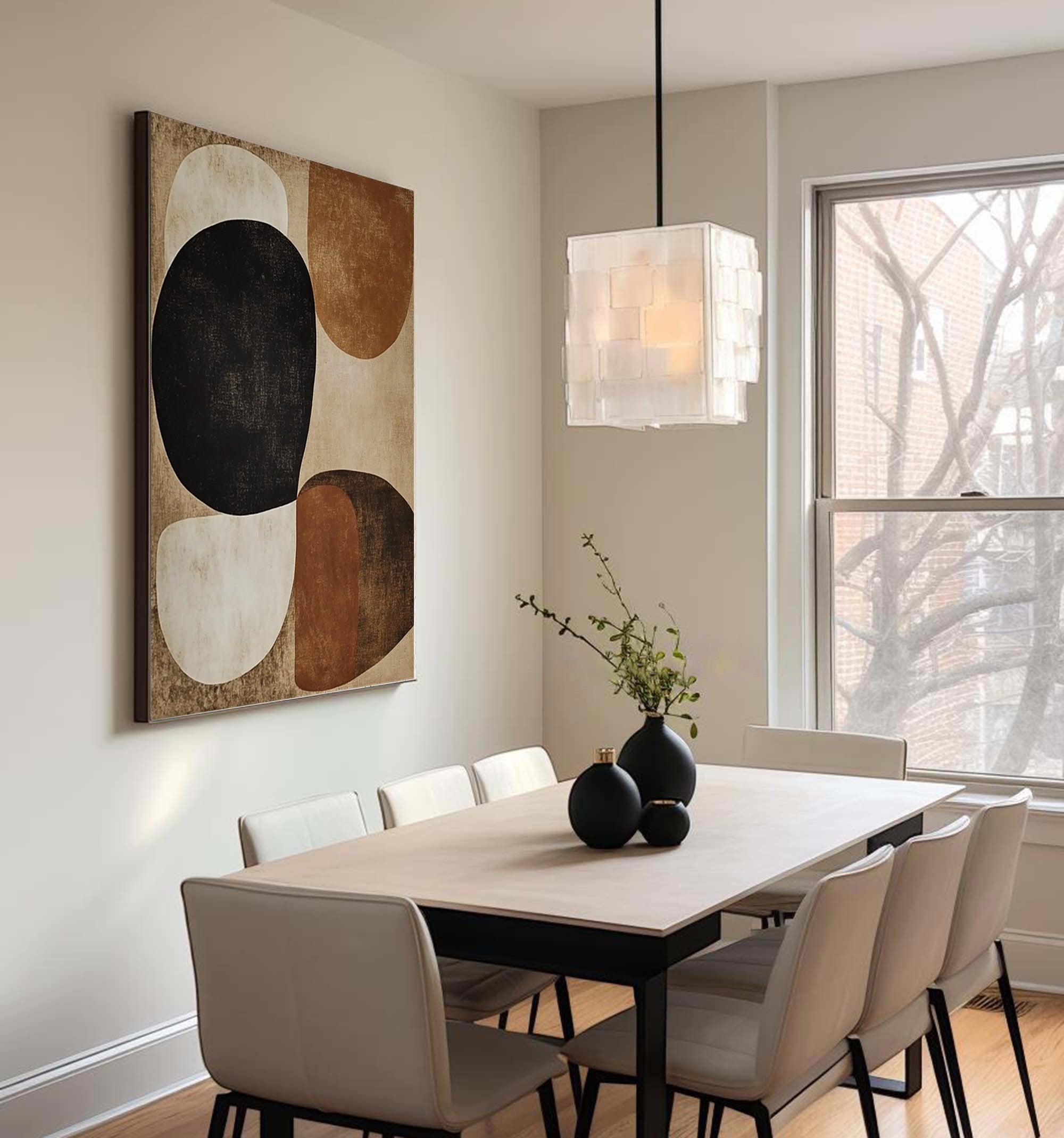 Large Abstract Wall Art with Organic Forms in Neutral Colors #BBA 078