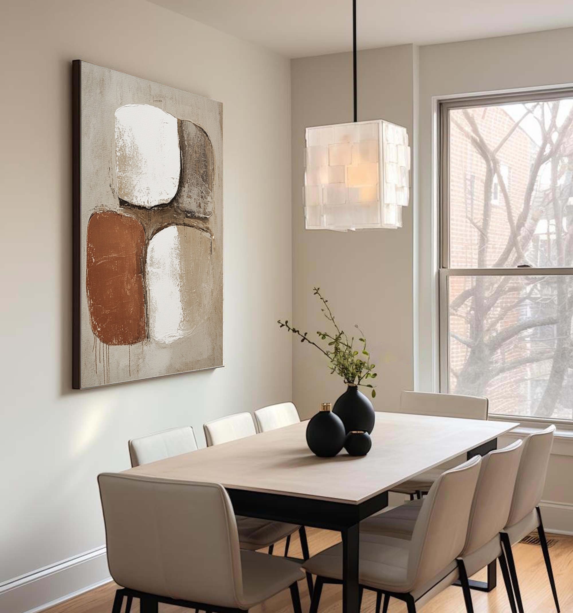 Large Abstract Wall Art with Bold Organic Forms in Neutral Colors #BBA 081