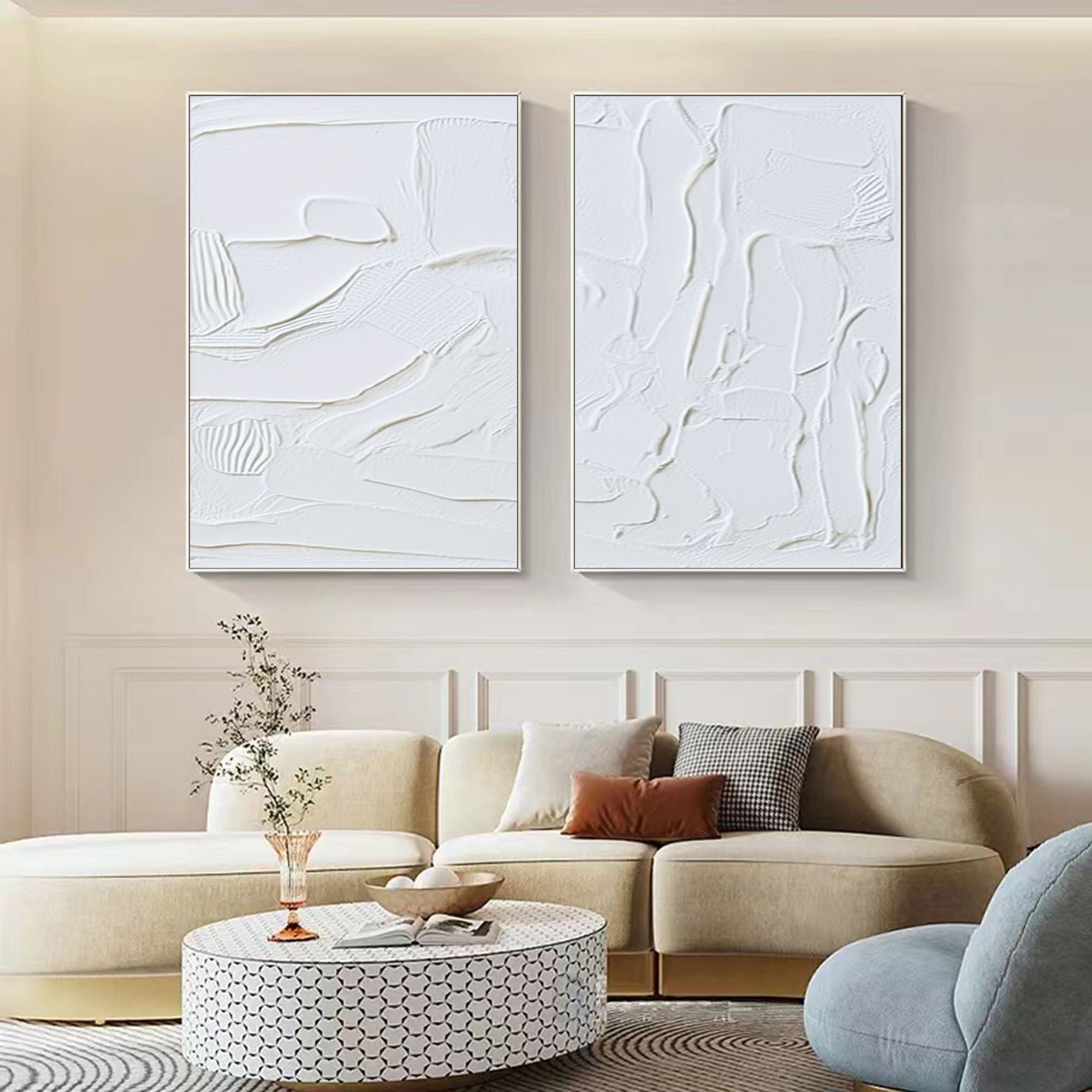 White Minimalist Painting Set Of 2 #WMS 029