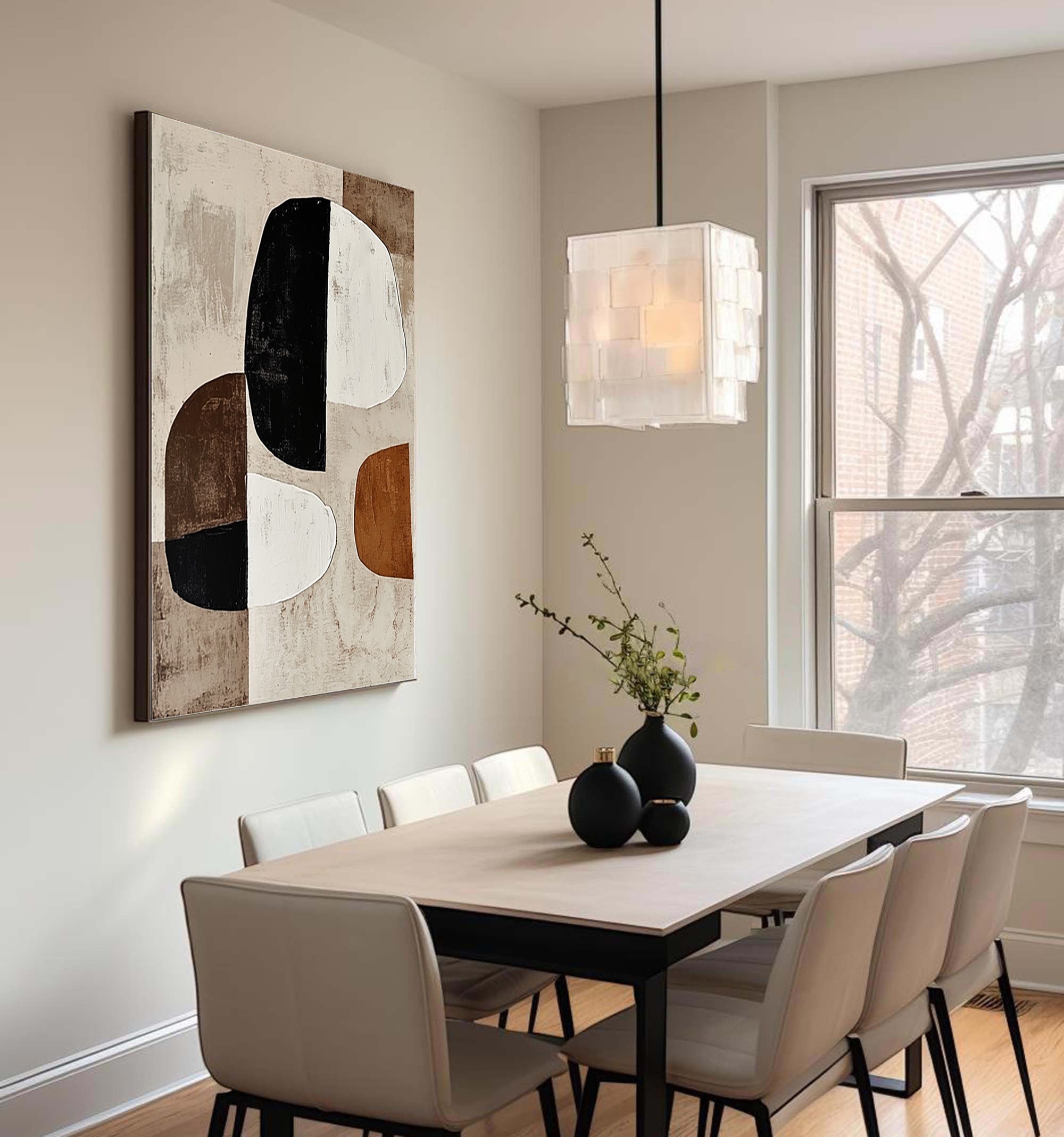 Large Abstract Wall Art with Bold Organic Forms in Neutral Colors #BBA 080