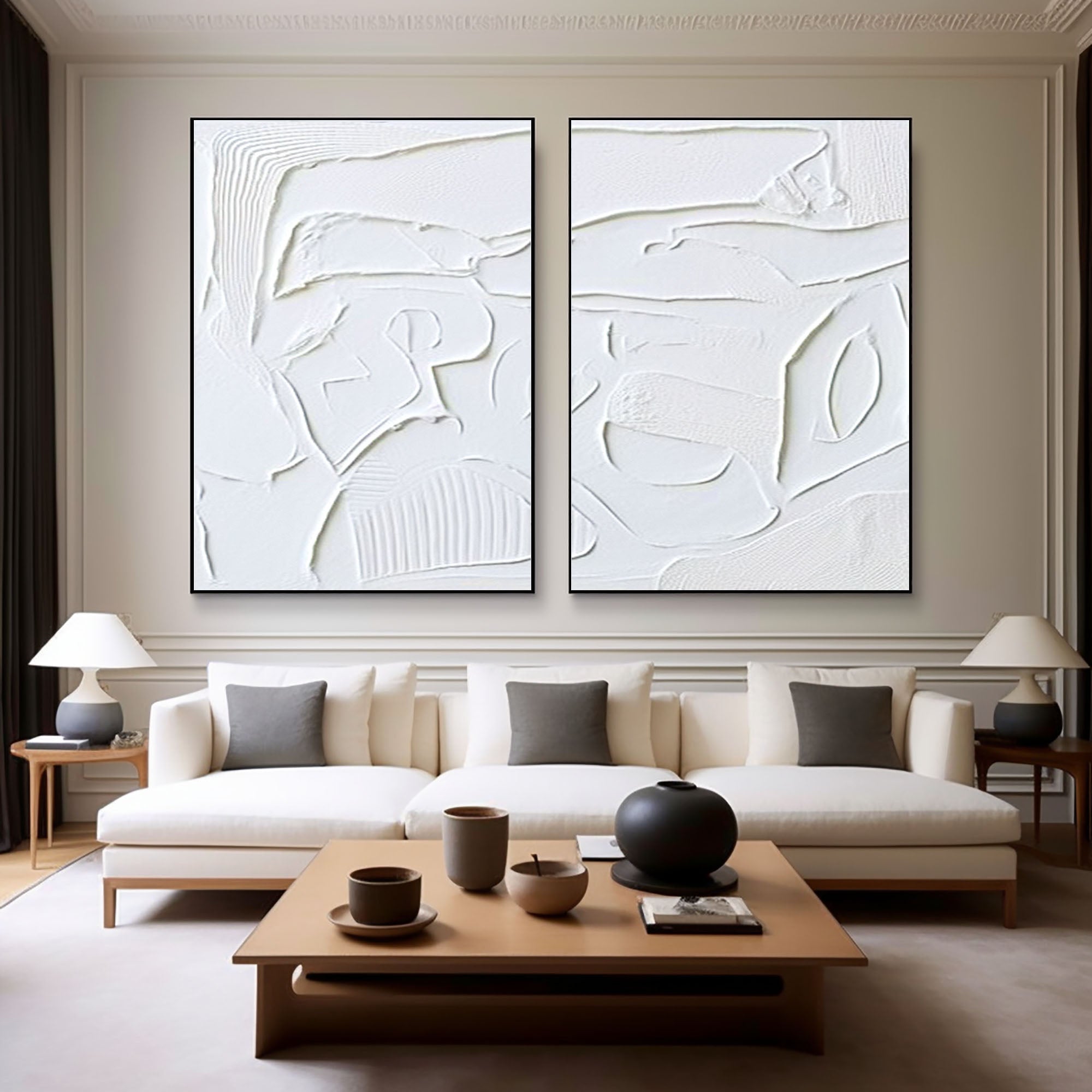 White Minimalist Painting Set Of 2 #WMS 031