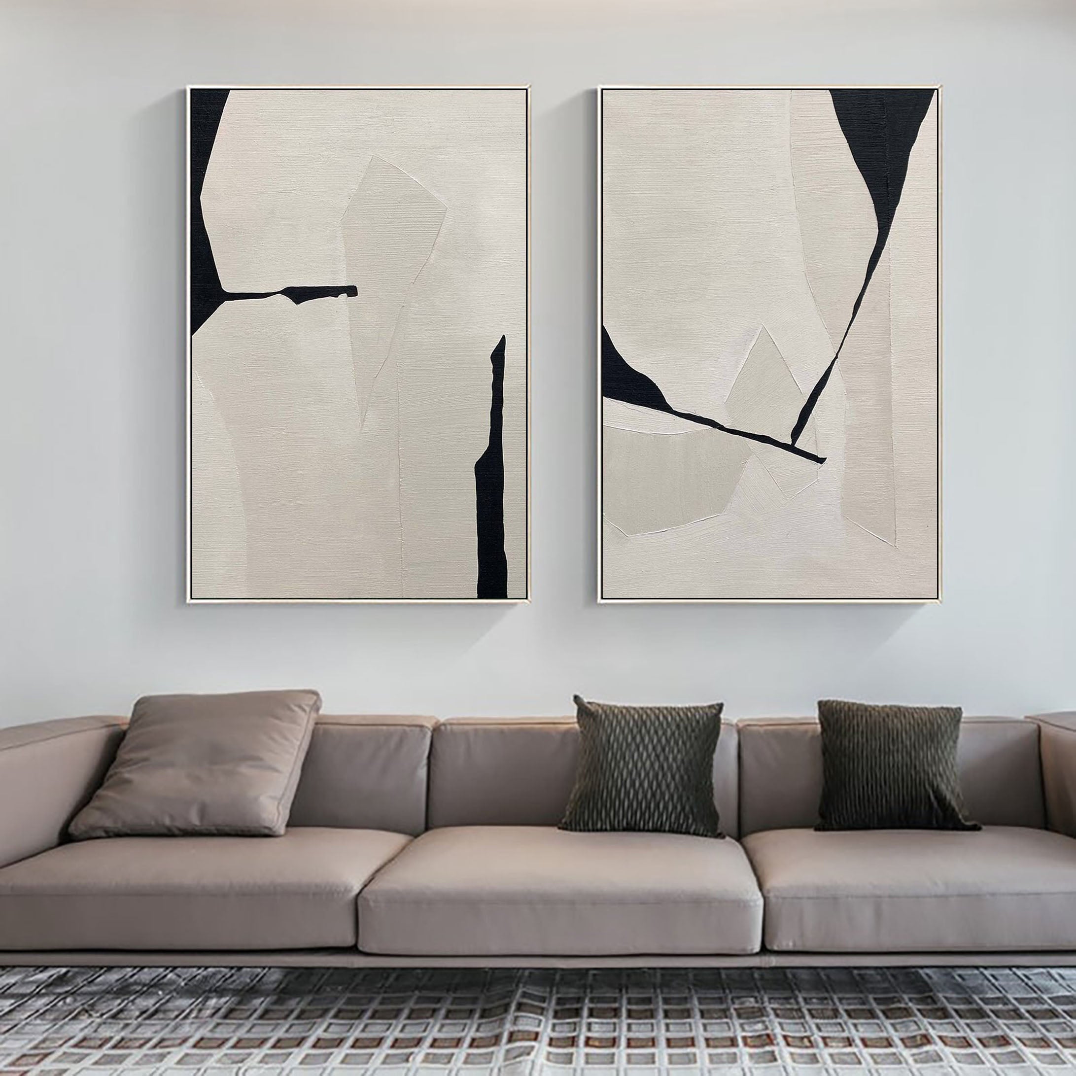 Black & White Minimalist Painting Set Of 2 #BWS 001