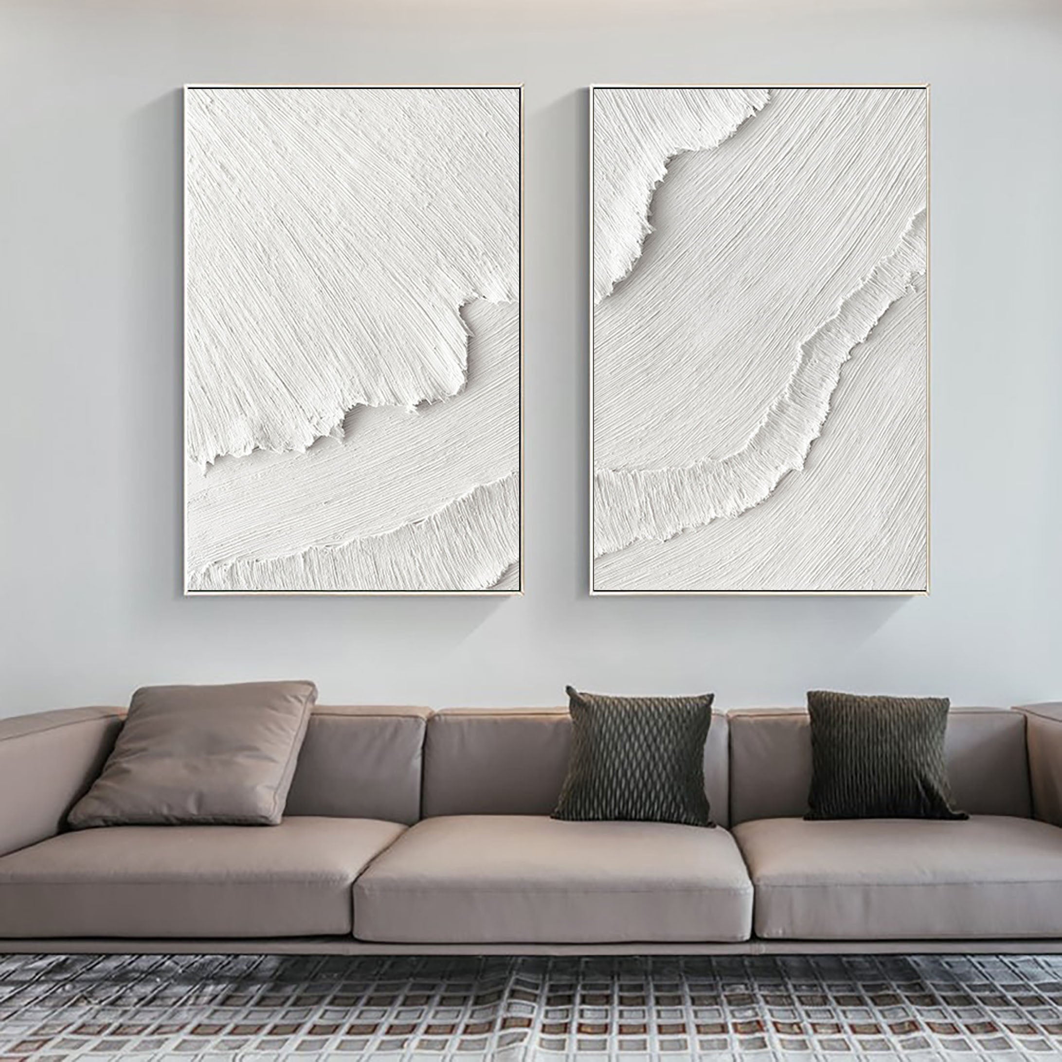 White Minimalist Painting Set Of 2 #WMS 025