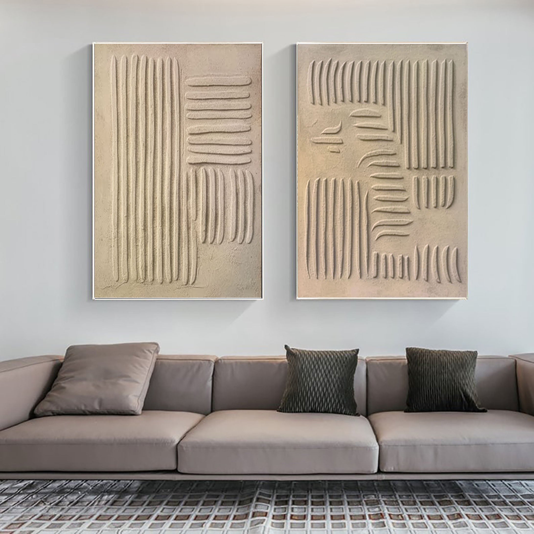 Beige & Brown Minimalist Painting Set Of 2 #BBS 021