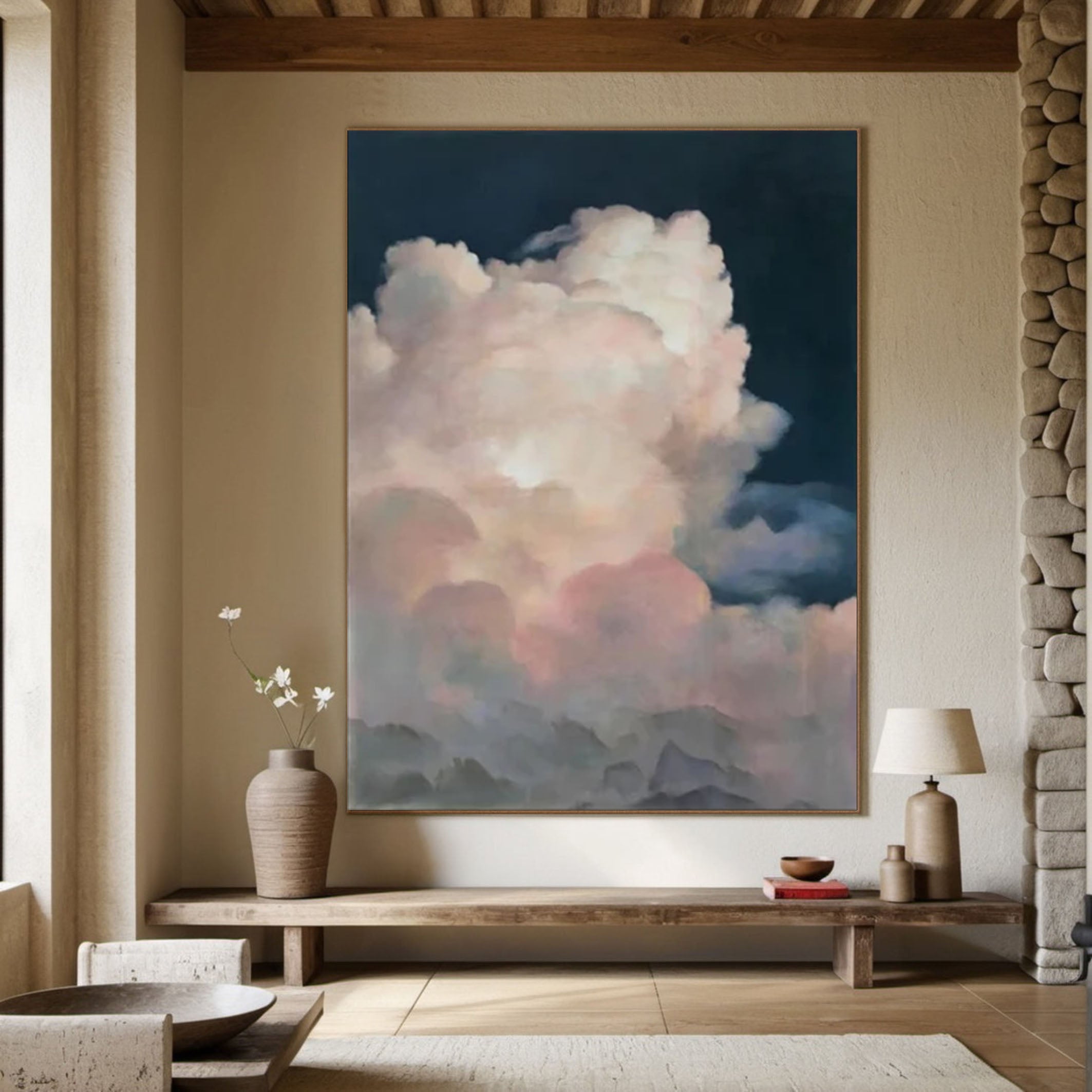 Ethereal Cloudscape Painting Elegant Wall Art for Living Spaces #SP 009