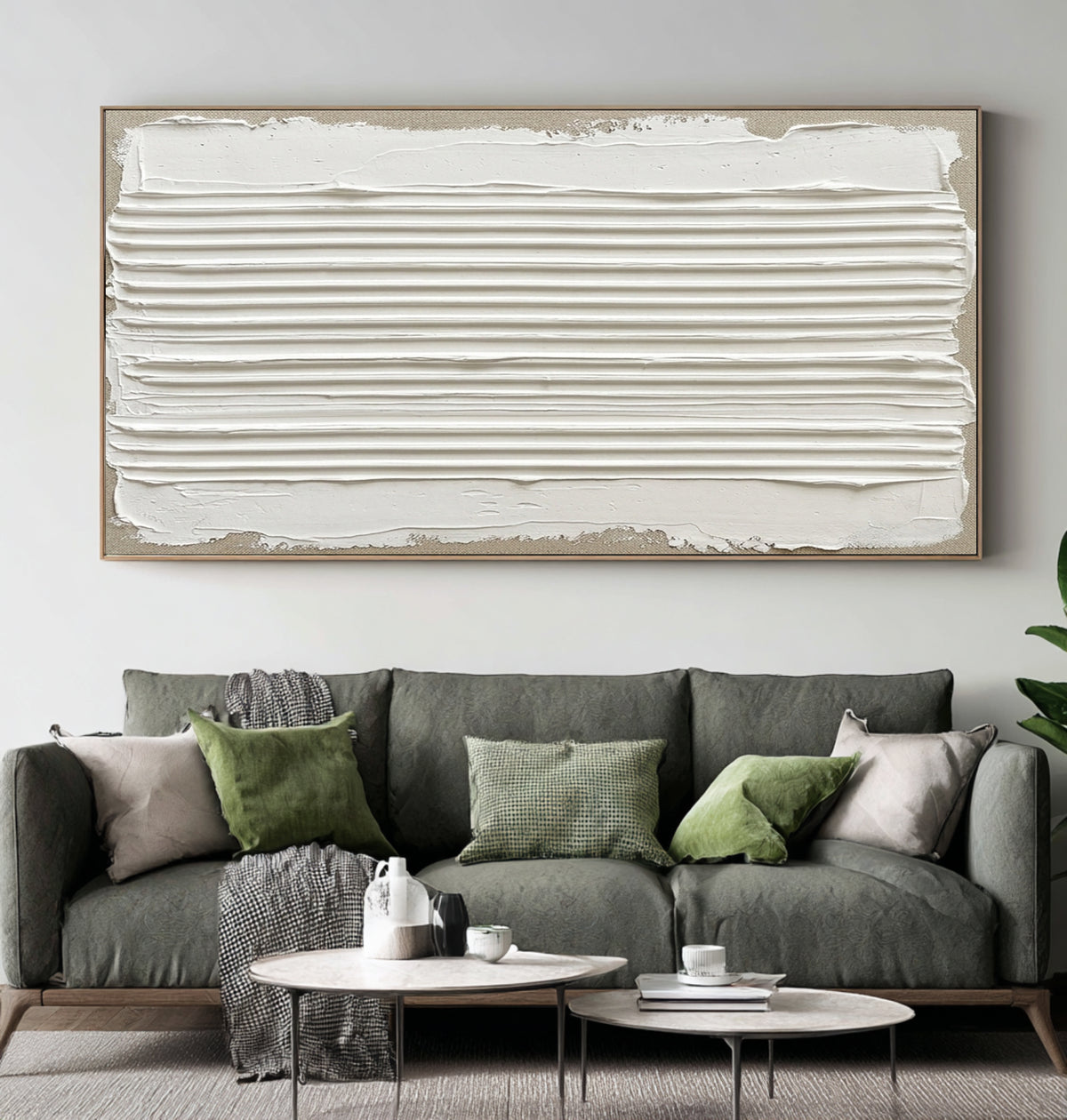Lines That Drift Into Stillness Large White Textured Wall Art Minimalist Abstract Relief Artwork