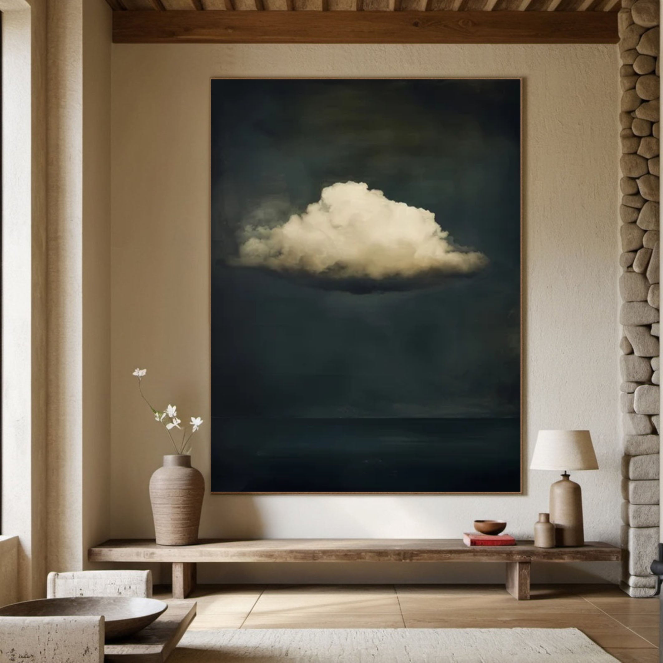 Pastel Cloud Art Large Abstract Canvas for Relaxing Ambiance #SP 005