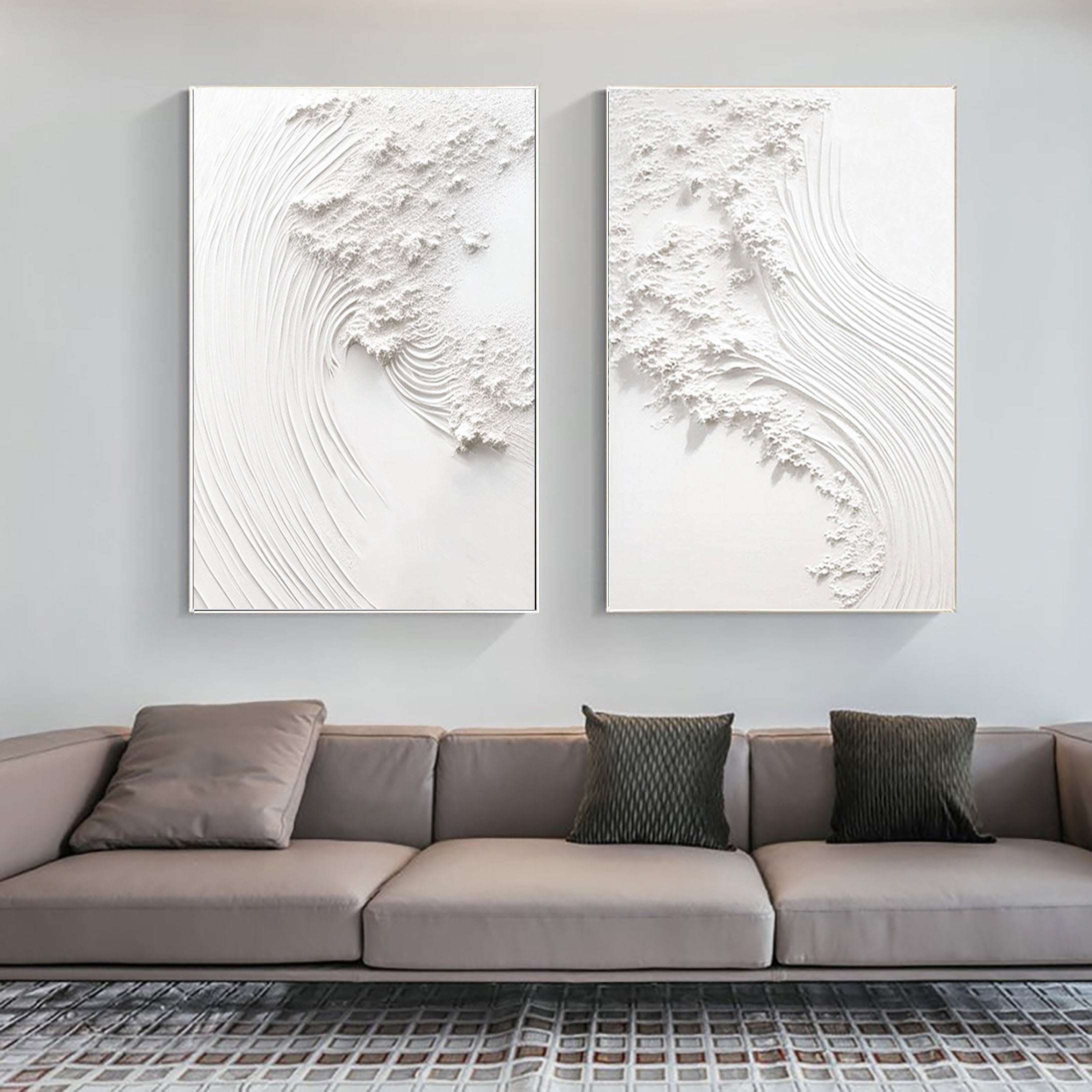 White Minimalist Painting Set Of 2 #WMS 033