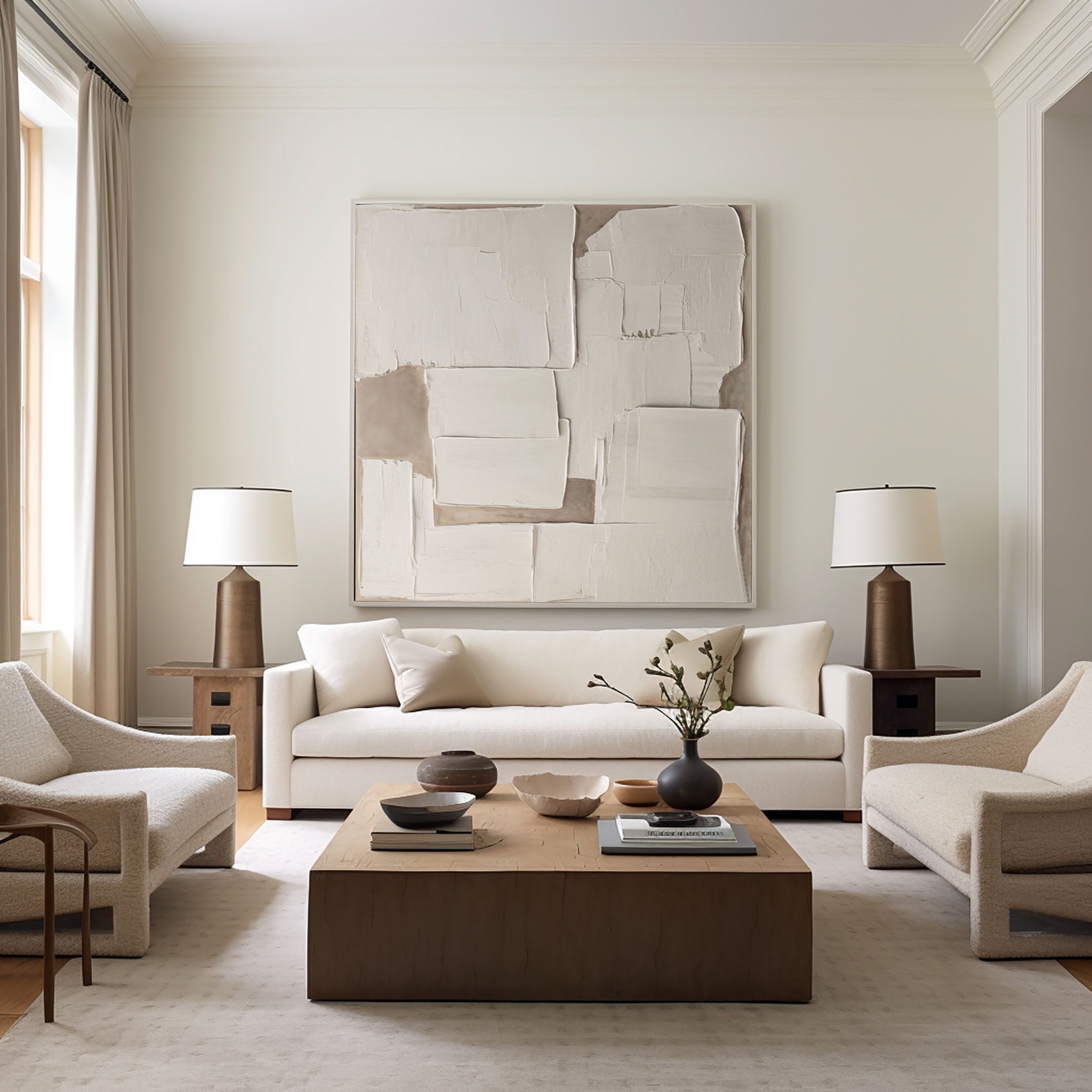Wabi Sabi Off-White Painting with Textured Organic Forms #BGA 290