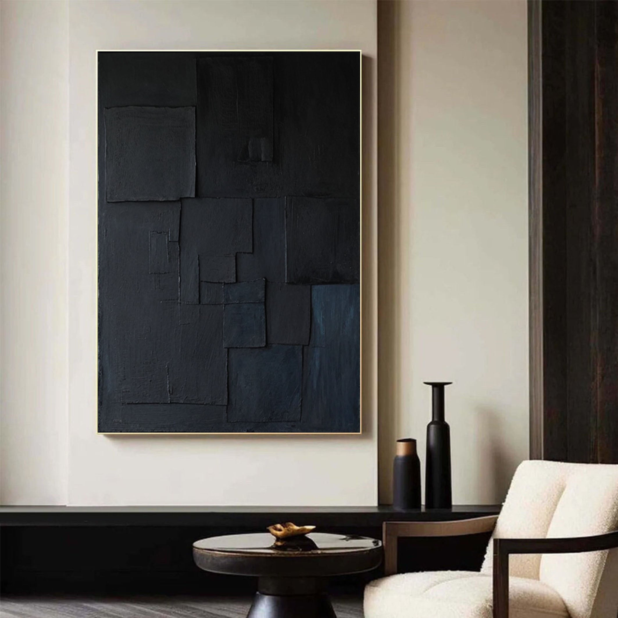 Modern Minimalist Black Abstract Art Monochrome Wall Decor #BM 098