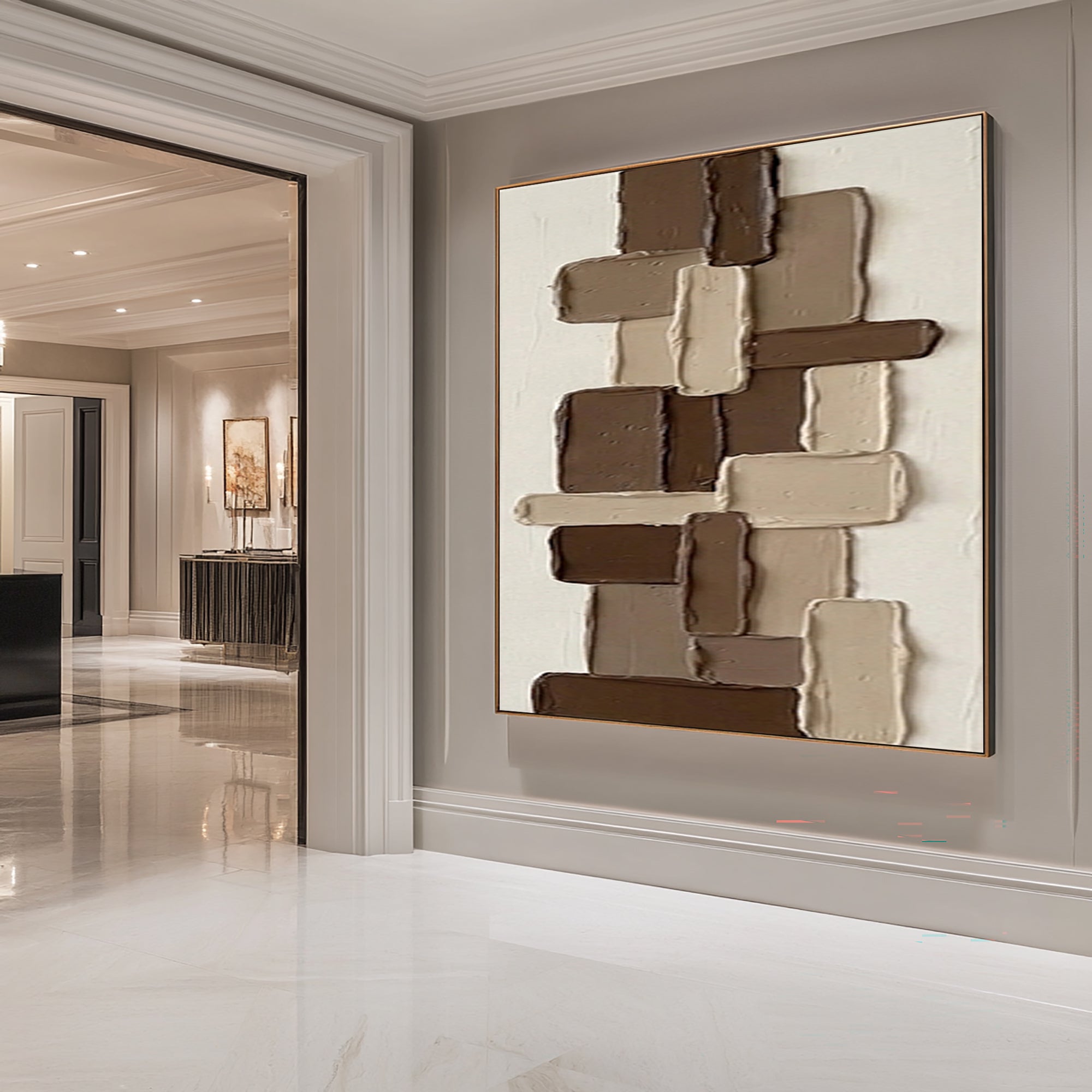 Large Brown Textured Wall Art Hand Painted Modern Abstract Canvas