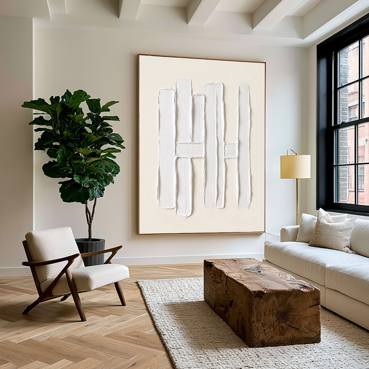 Columns Of Light Large White Abstract Wall Art Textured Sculptural Relief Contemporary Minimalist Artwork