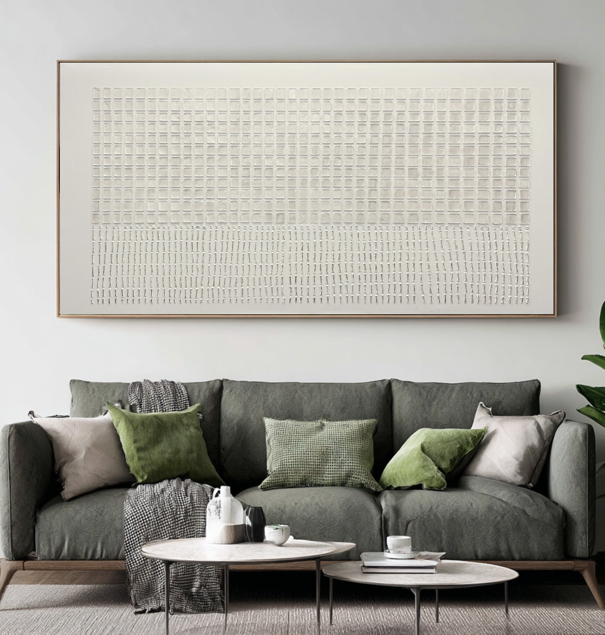 Large Modern Abstract Oil Painting, Beige Textured Statement Wall Art for Living Room #WAC 023