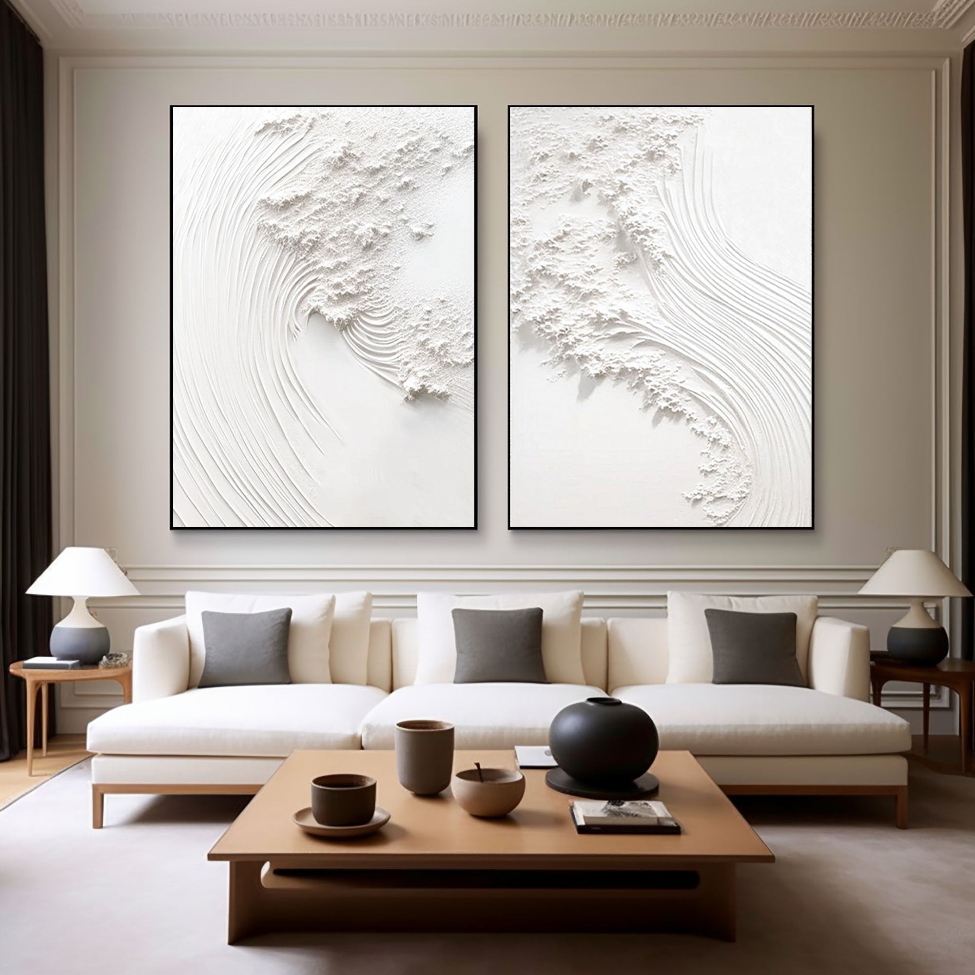 White Minimalist Painting Set Of 2 #WMS 033