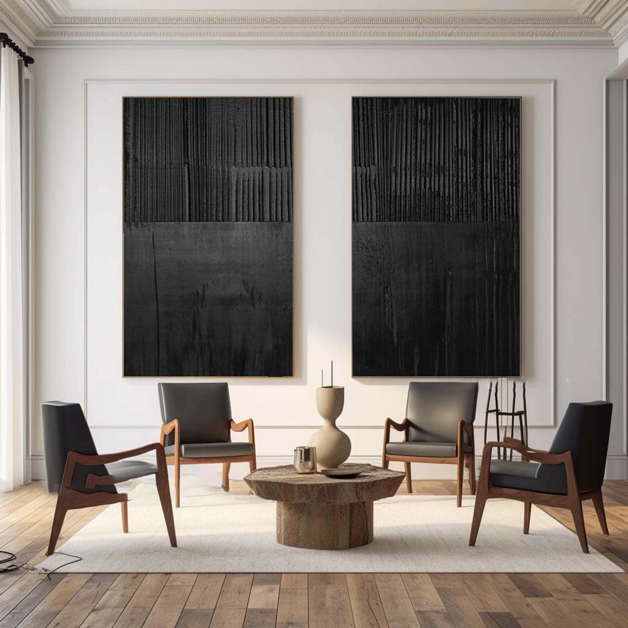 Black Minimalist Painting Set Of 2 #BMS 001