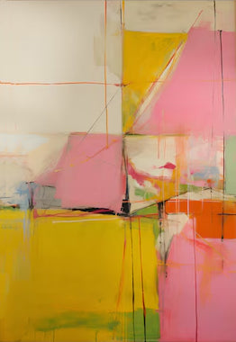 Large Pink Yellow Abstract Canvas | MuroArt #WG 097