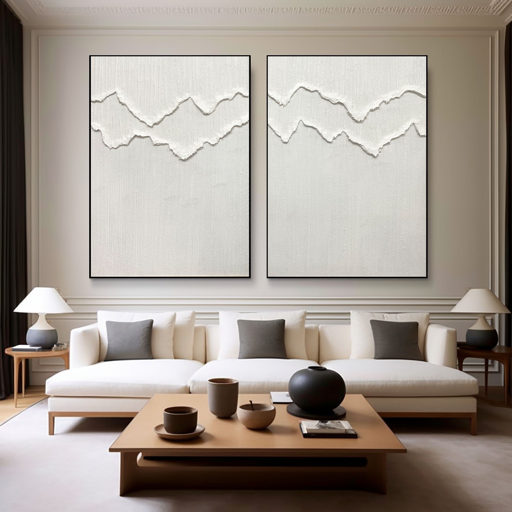 White Minimalist Painting Set Of 2 #WMS 032