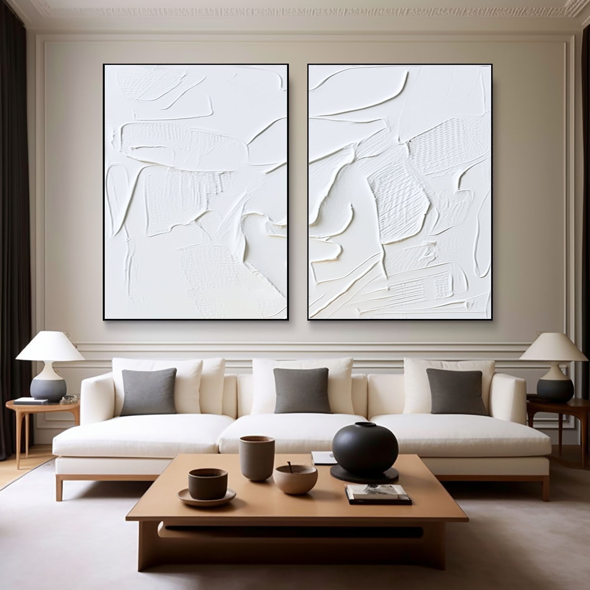 White Minimalist Painting Set Of 2 #WMS 030