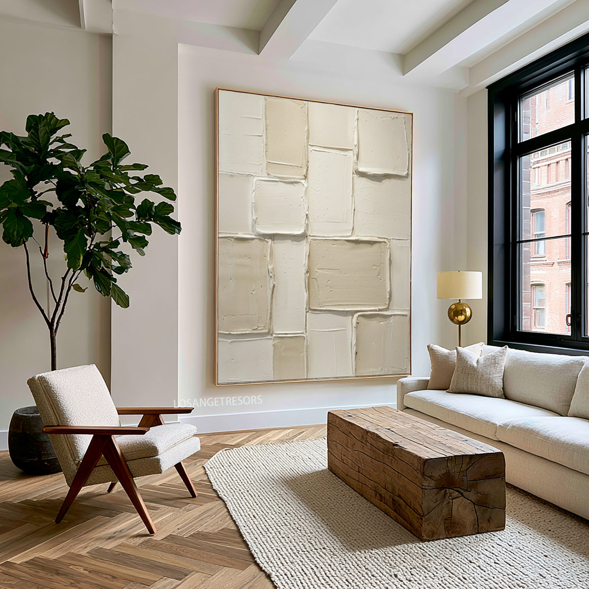 Large Quiet Luxury Textured Abstract Wall Art Ivory Cream Oil Painting Minimalist Neutral Luxury Home Decor