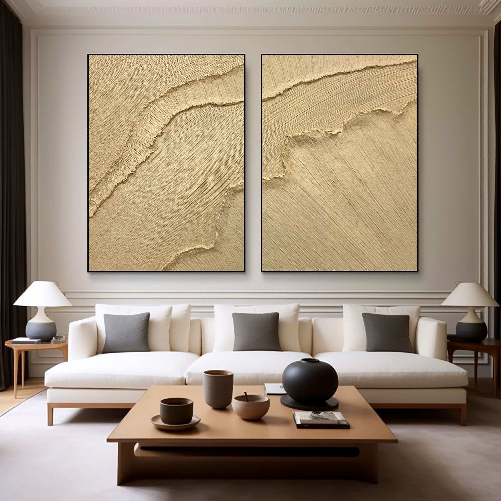 Beige Minimalist Ocean Painting Set Of 2 #BBS 020