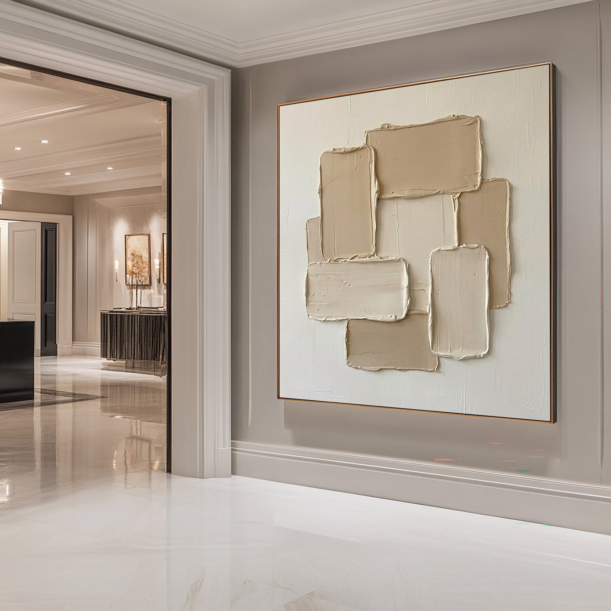 Large Earth Tone Oil Painting – Modern Neutral Texture Wall Art