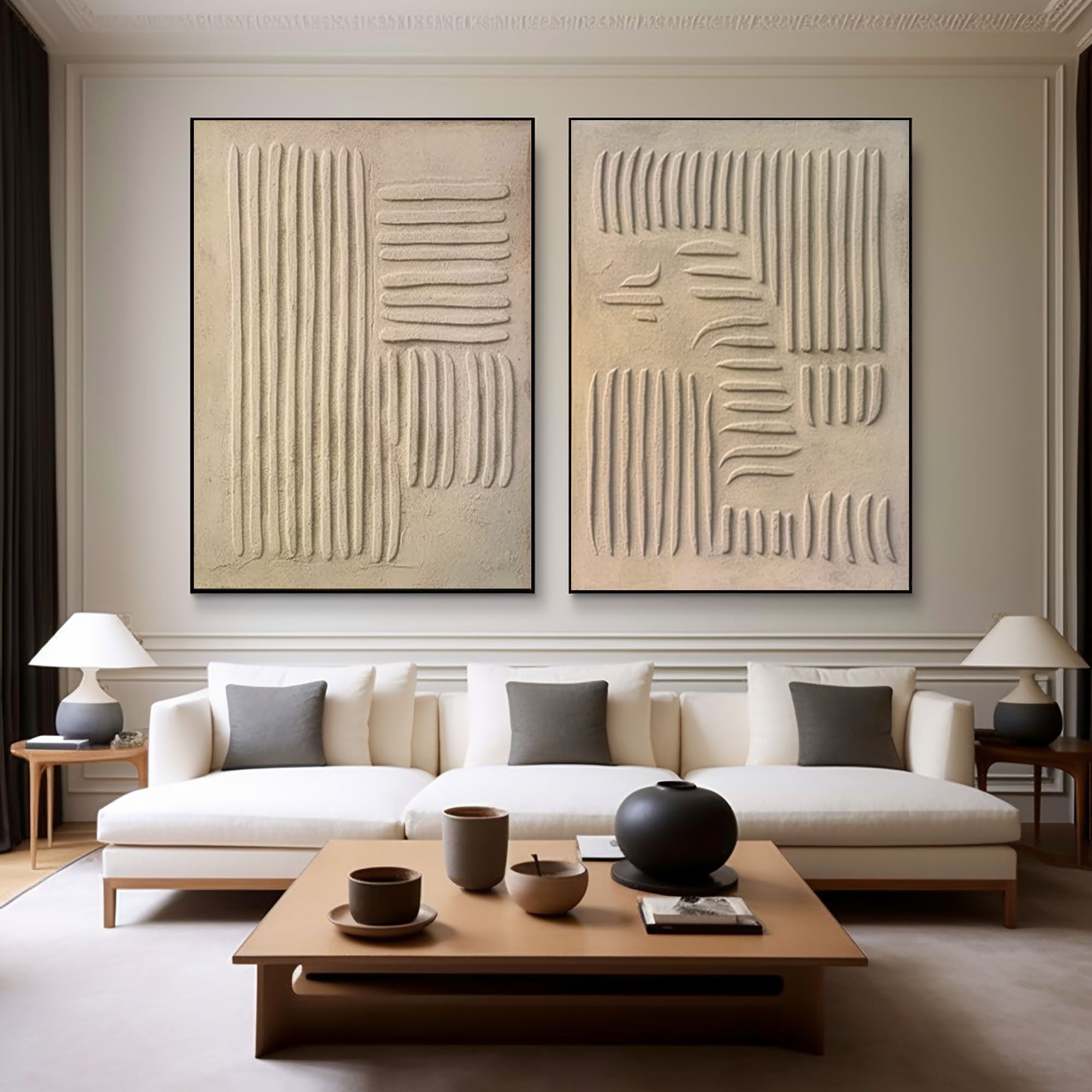 Beige & Brown Minimalist Painting Set Of 2 #BBS 021