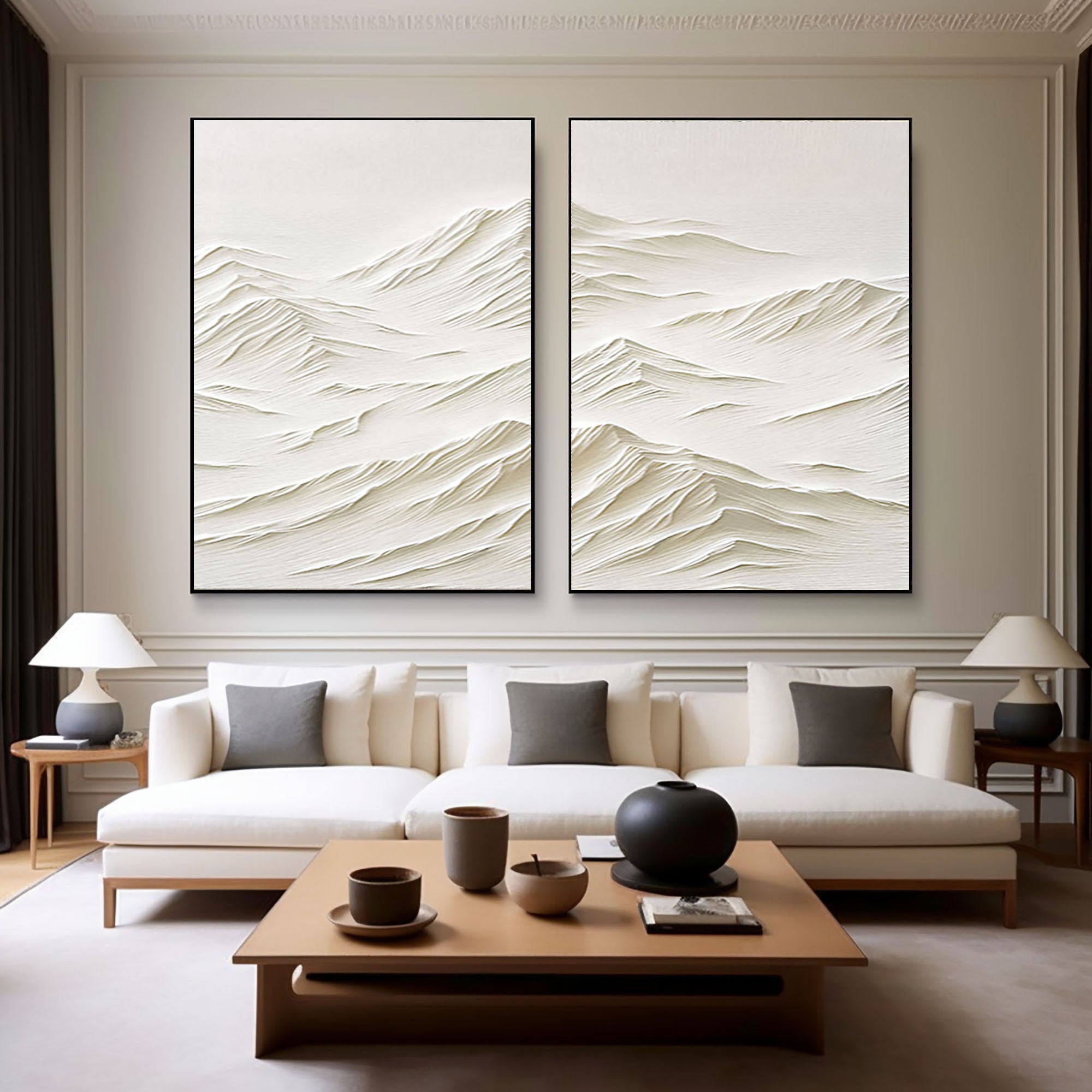 White Minimalist Painting Set Of 2 #WMS 027