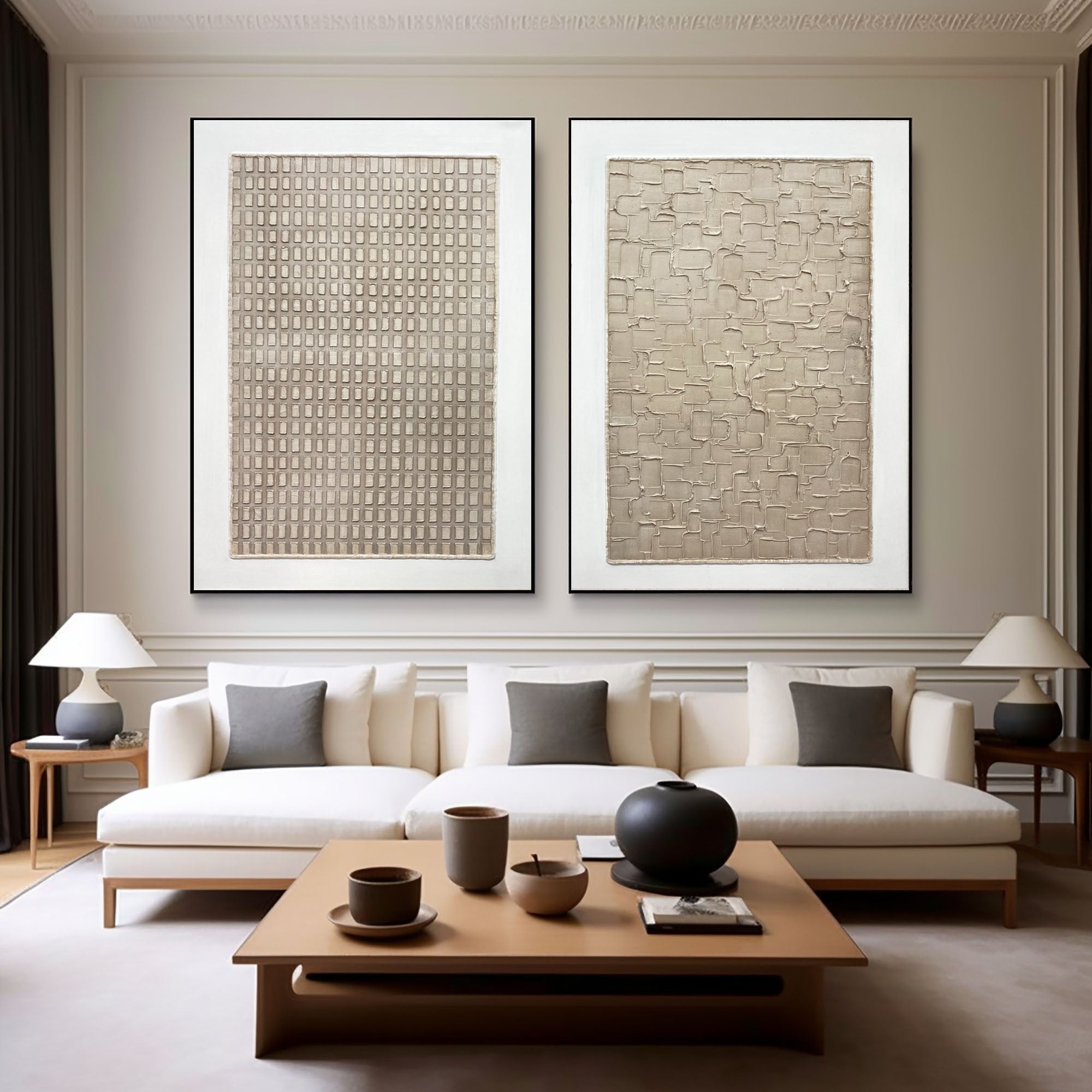 Beige & Brown Minimalist Painting Set Of 2 #BBS 024