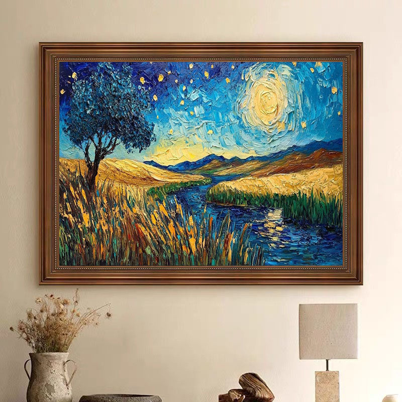 Impasto Night Sky, Colorful Contemporary Wall Art #BGA 081