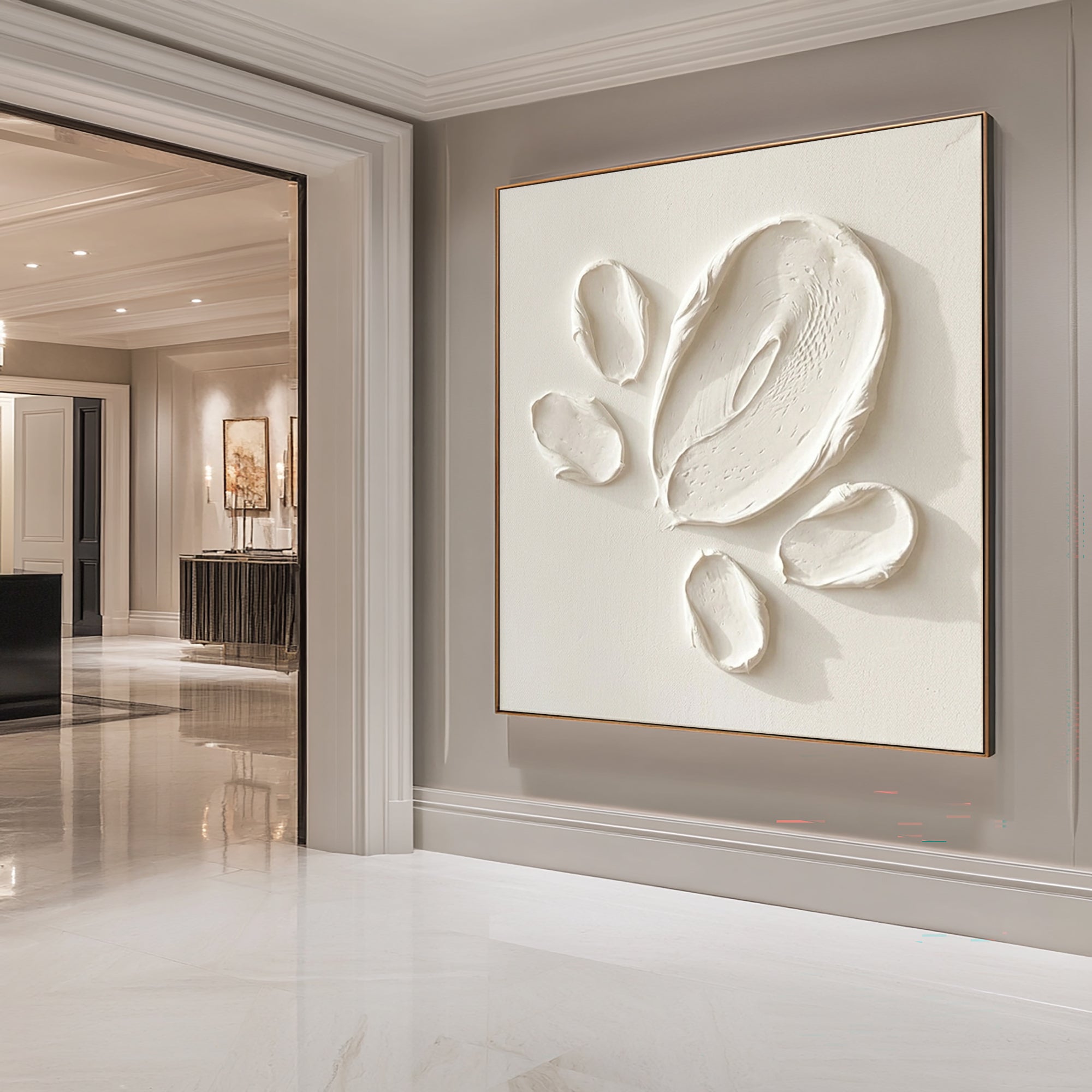 Large Organic Texture Oil Painting – Minimalist Neutral Abstract Wall Art