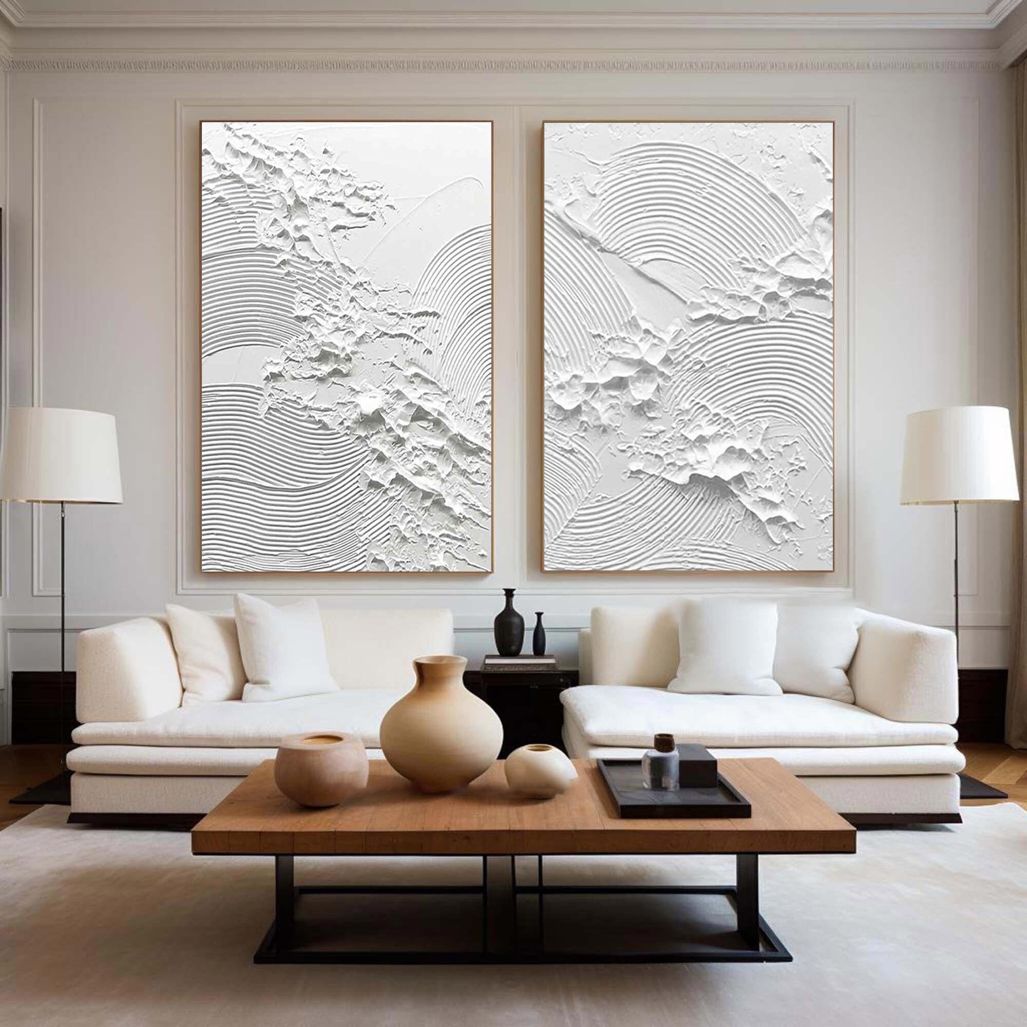 White Minimalist Painting Set Of 2 #WMS 001