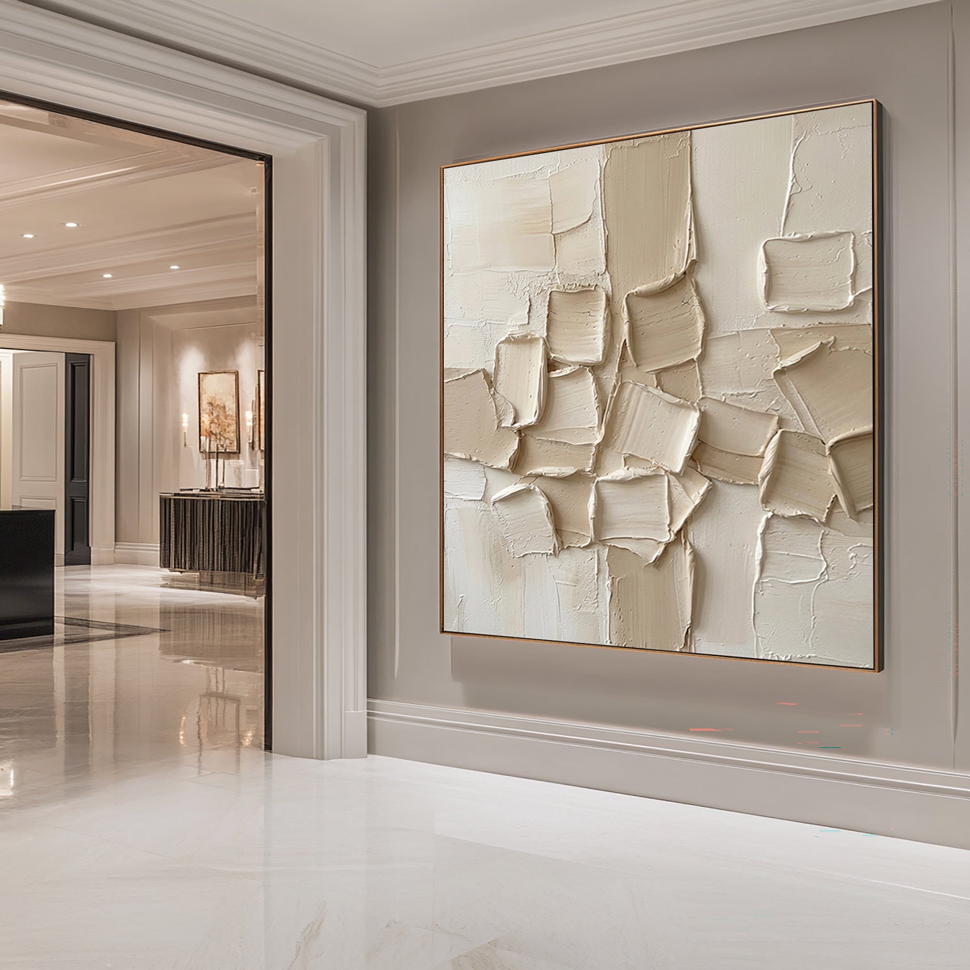 Large Neutral Textured Canvas Art Modern Abstract Wall Decor Painting