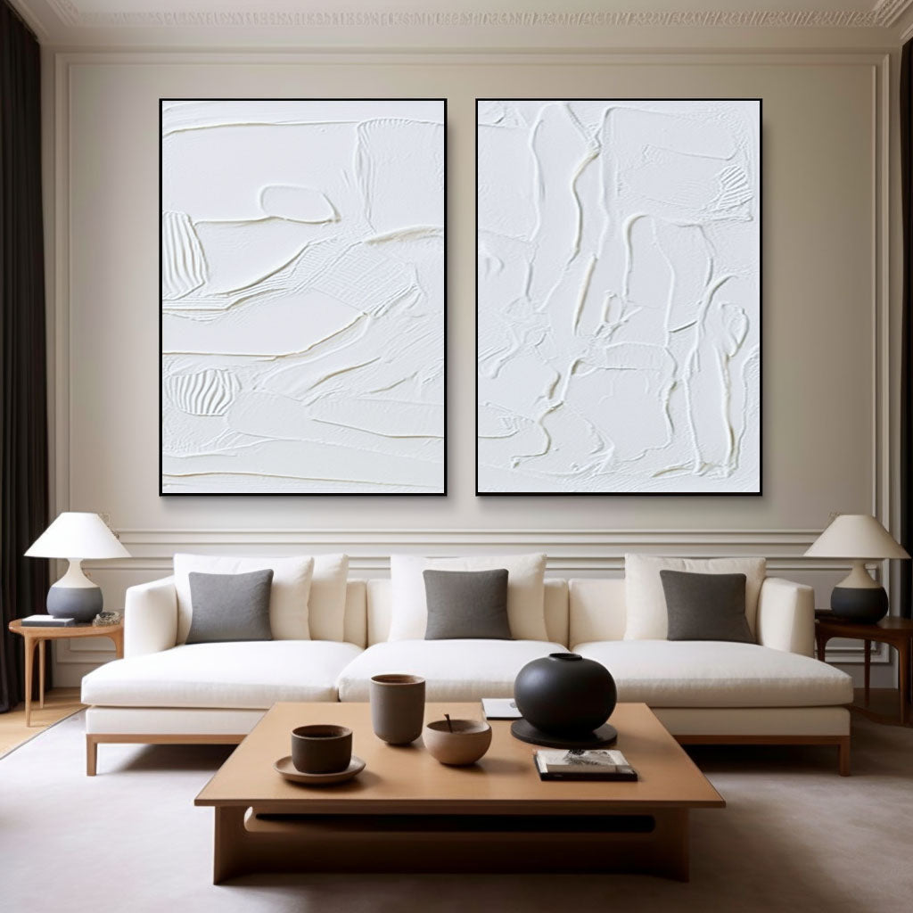 White Minimalist Painting Set Of 2 #WMS 029