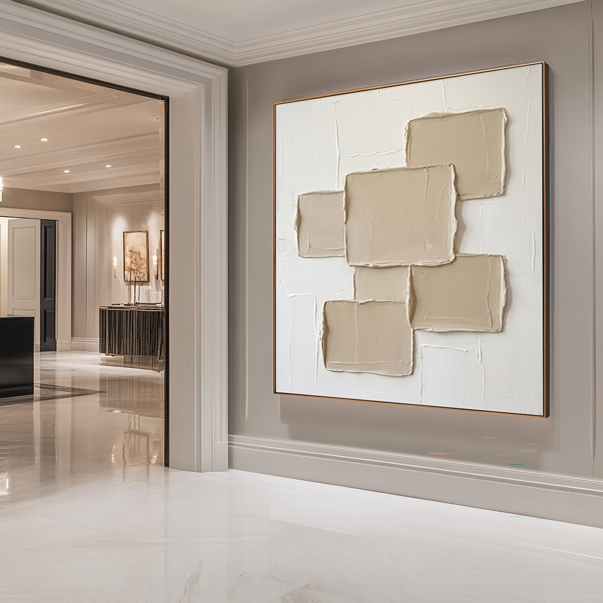 Large Minimalist Textured Wall Art Neutral Hand Painted Canvas