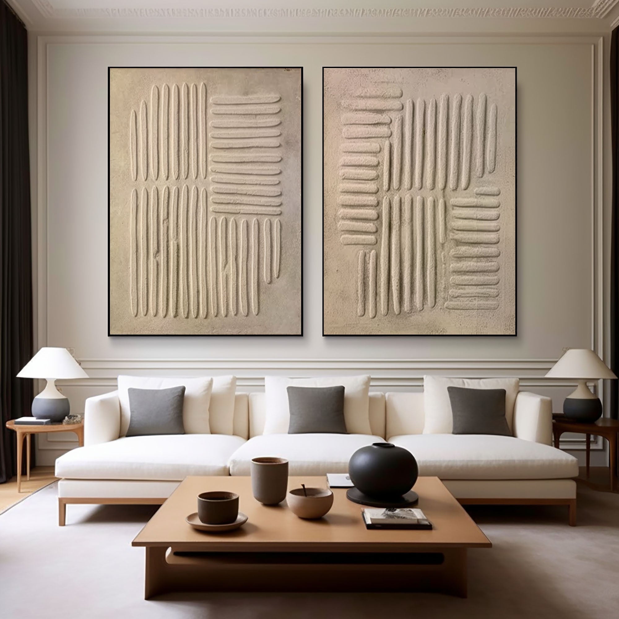 Beige & Brown Minimalist Painting Set Of 2 #BBS 022