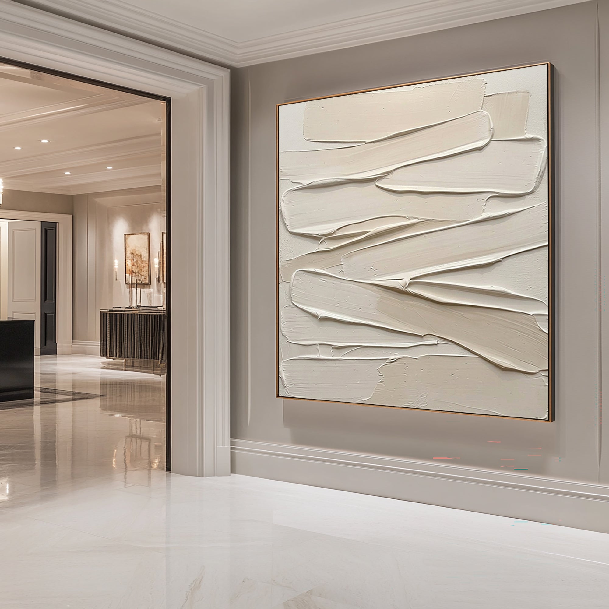 Large Textured Neutral Wall Art Hand Painted Sculptural Canvas