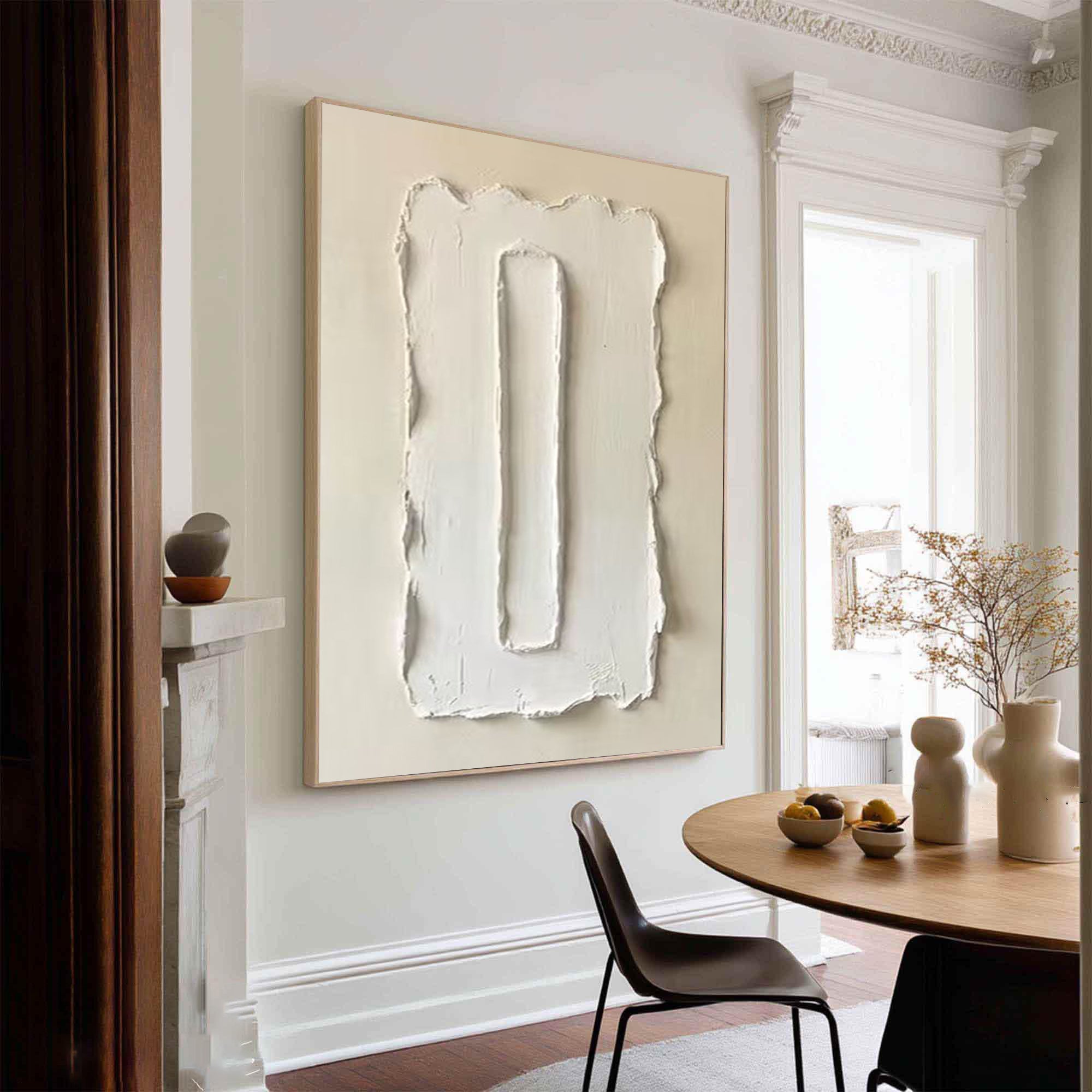Large Handmade Oil Painting Featuring Organic Minimal Texture Art