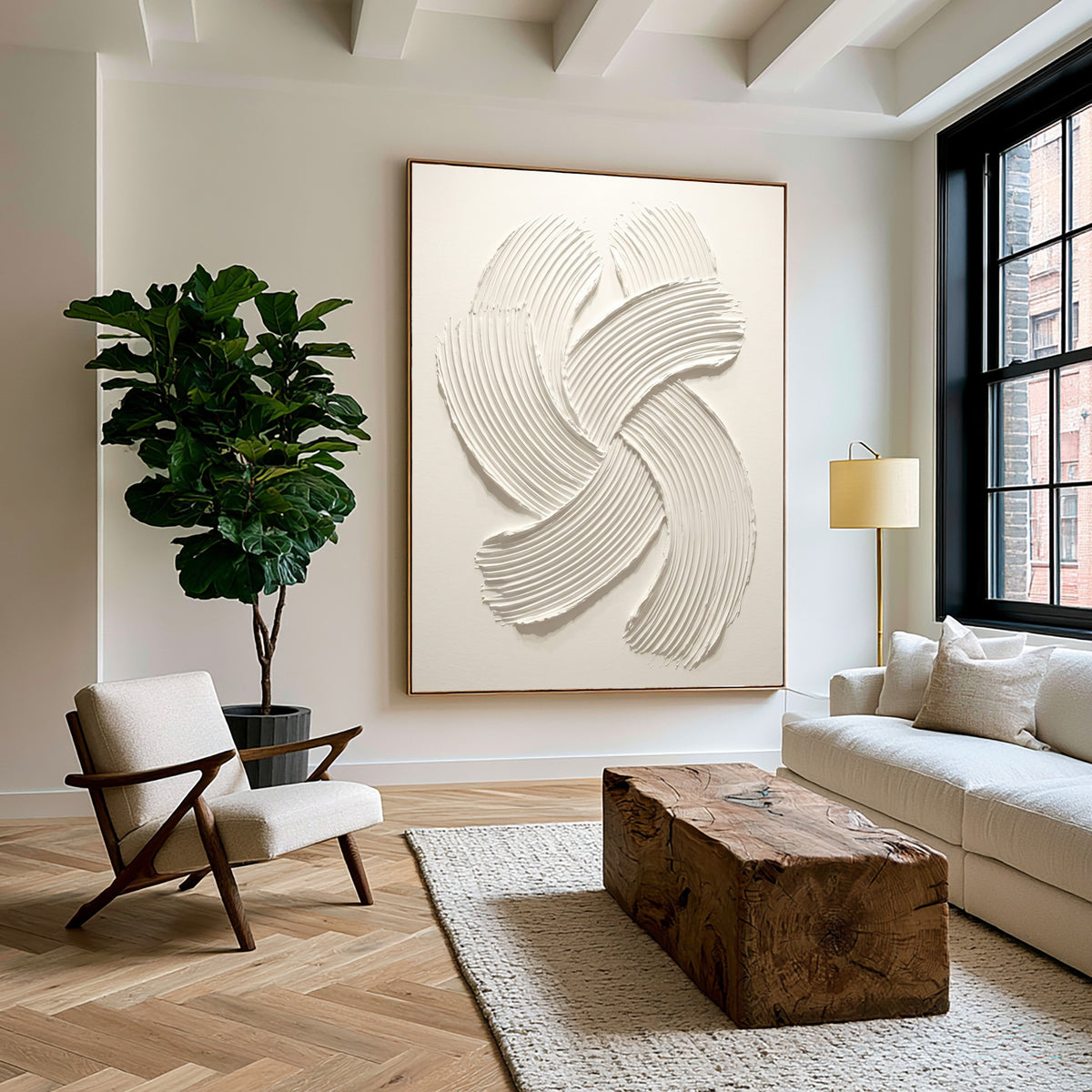 Flowing Rhythm Of Sculptural Movement Large White Textured Wall Art Organic Relief Sculpture Contemporary Abstract Decor