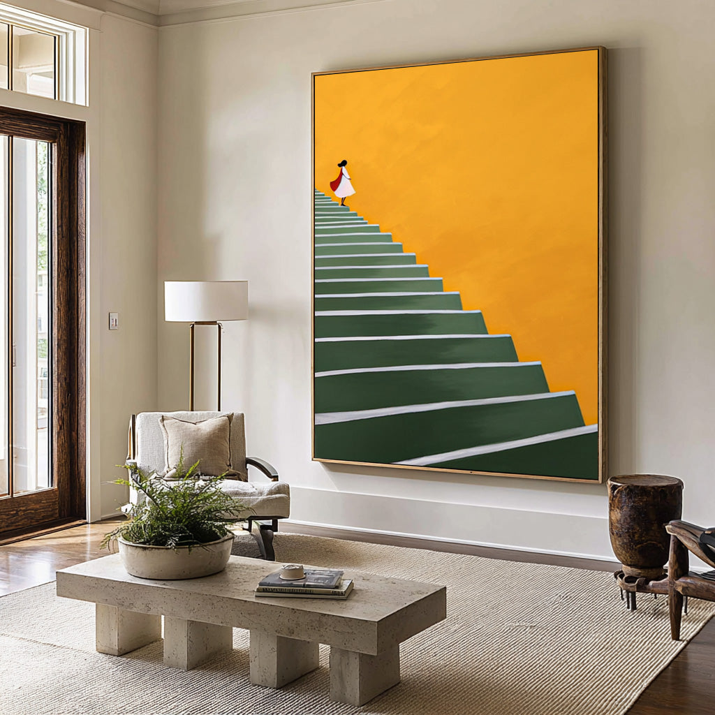 Large Contemporary Abstract Oil Painting, Minimalist Figure Wall Art for Modern Interiors #WAC 012