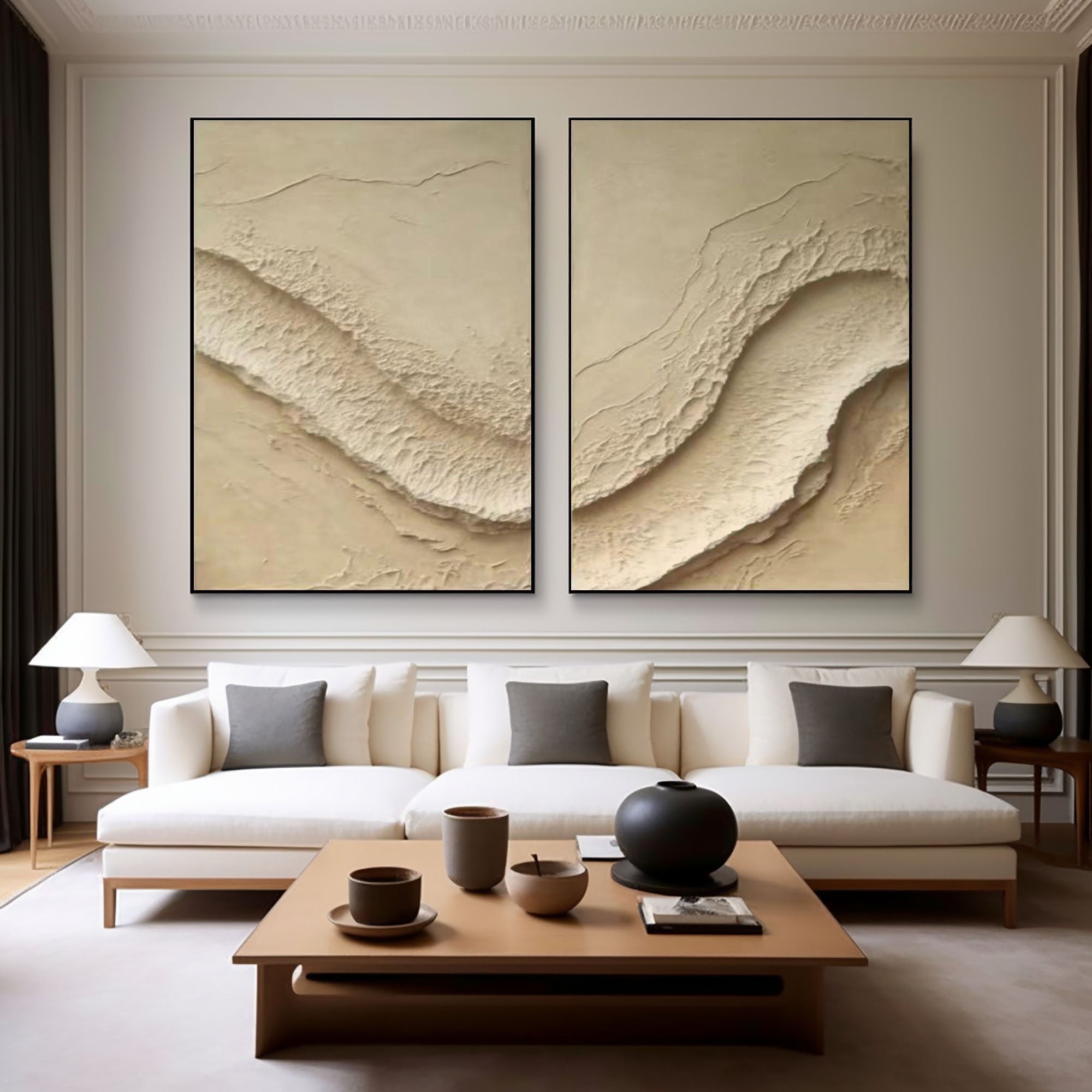 Abstract Beige Texture Wall Art Set #BBS 019