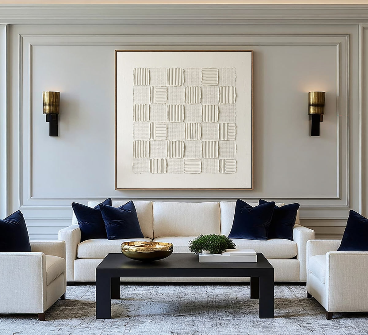 The Geometry Of The Loom Large White Textured Abstract Wall Art Geometric Textile Relief Artwork