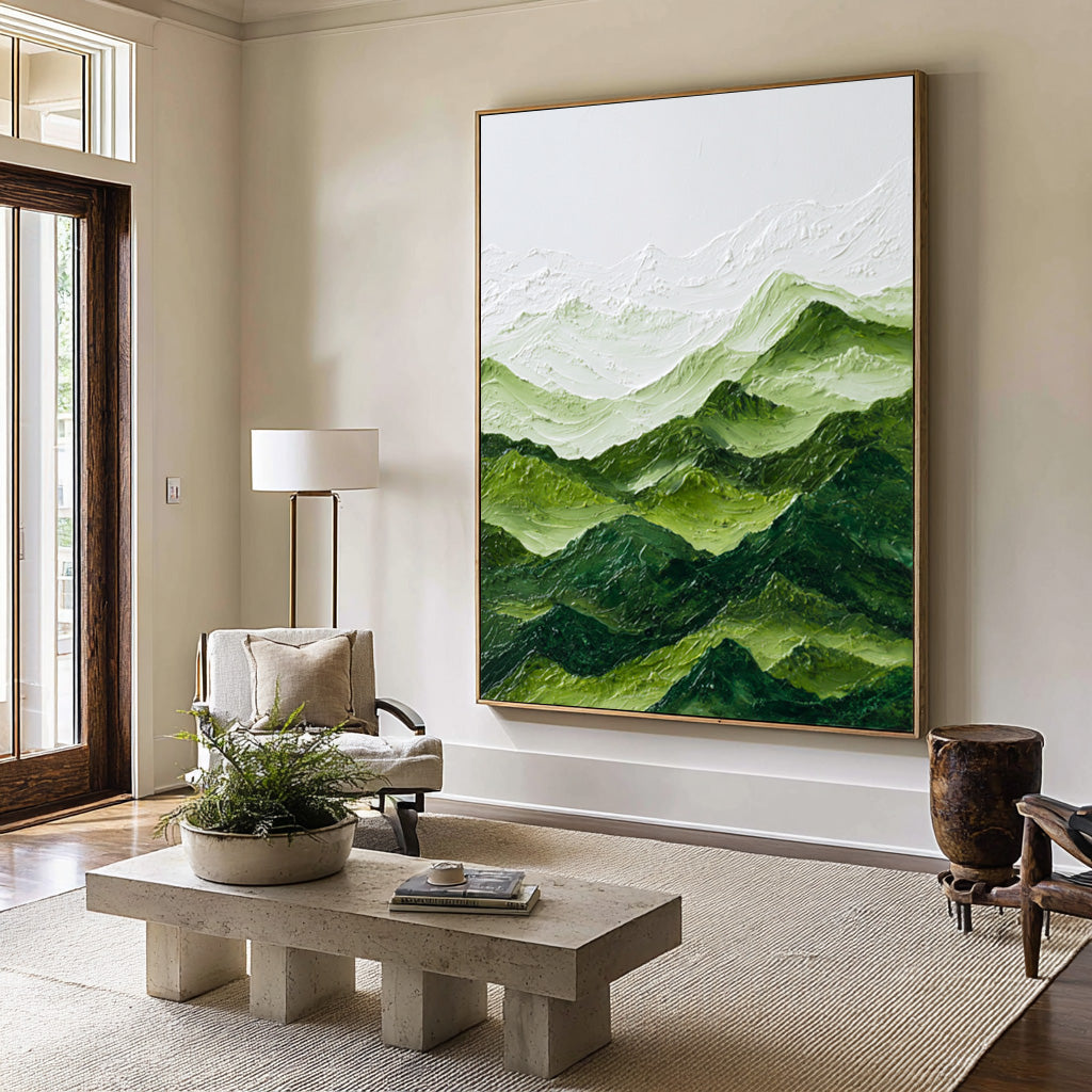Large Contemporary Green Abstract Landscape | MuroArt #WAB 001