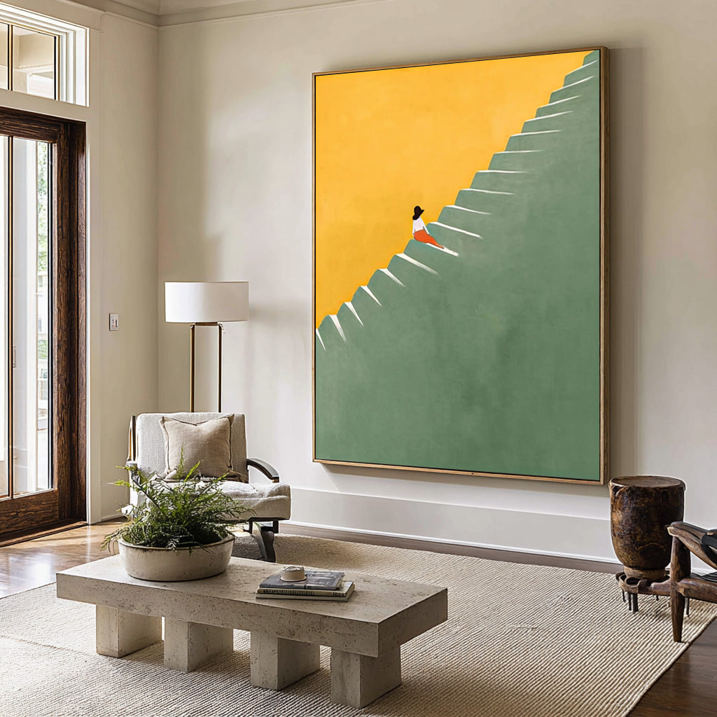 Large Minimalist Figure Abstract Oil Painting, Modern Statement Wall Art for Contemporary Interiors #WAC 011
