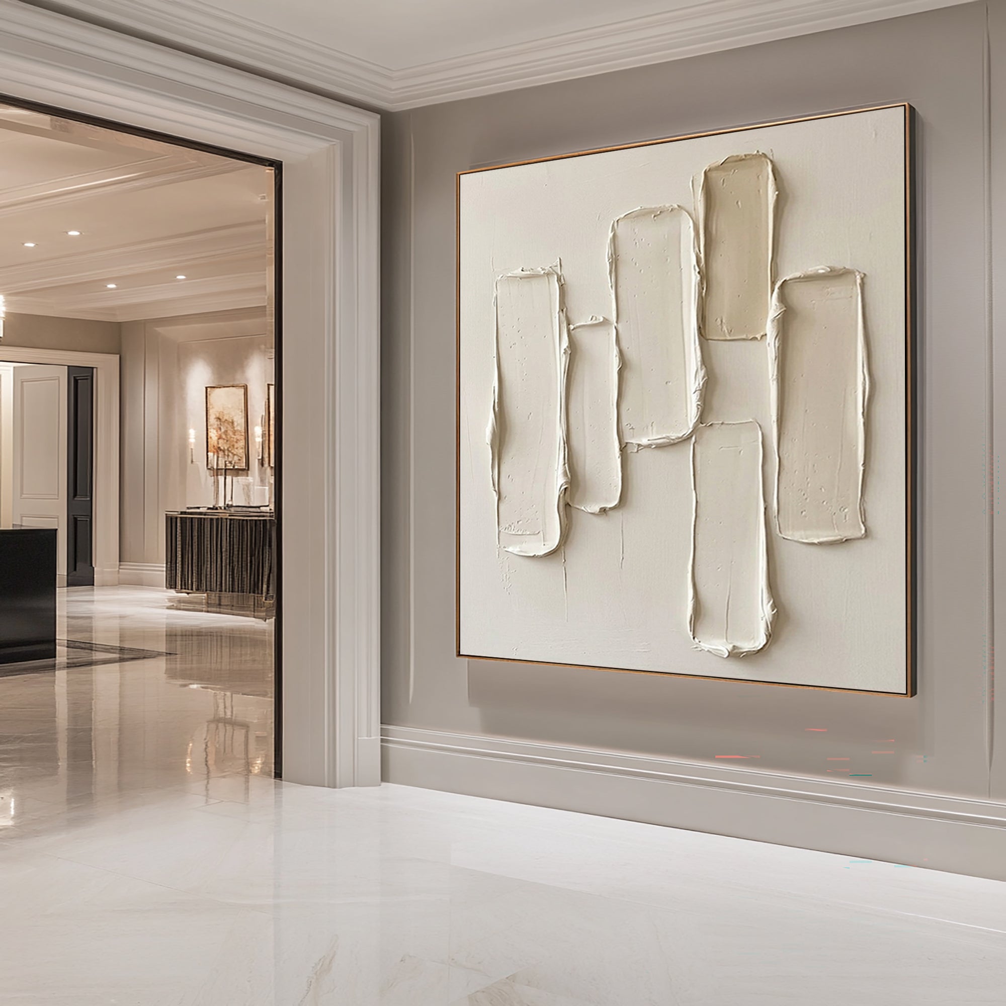 Large Minimalist Vertical Textured Wall Art Contemporary Neutral Hand Painted Canvas Painting