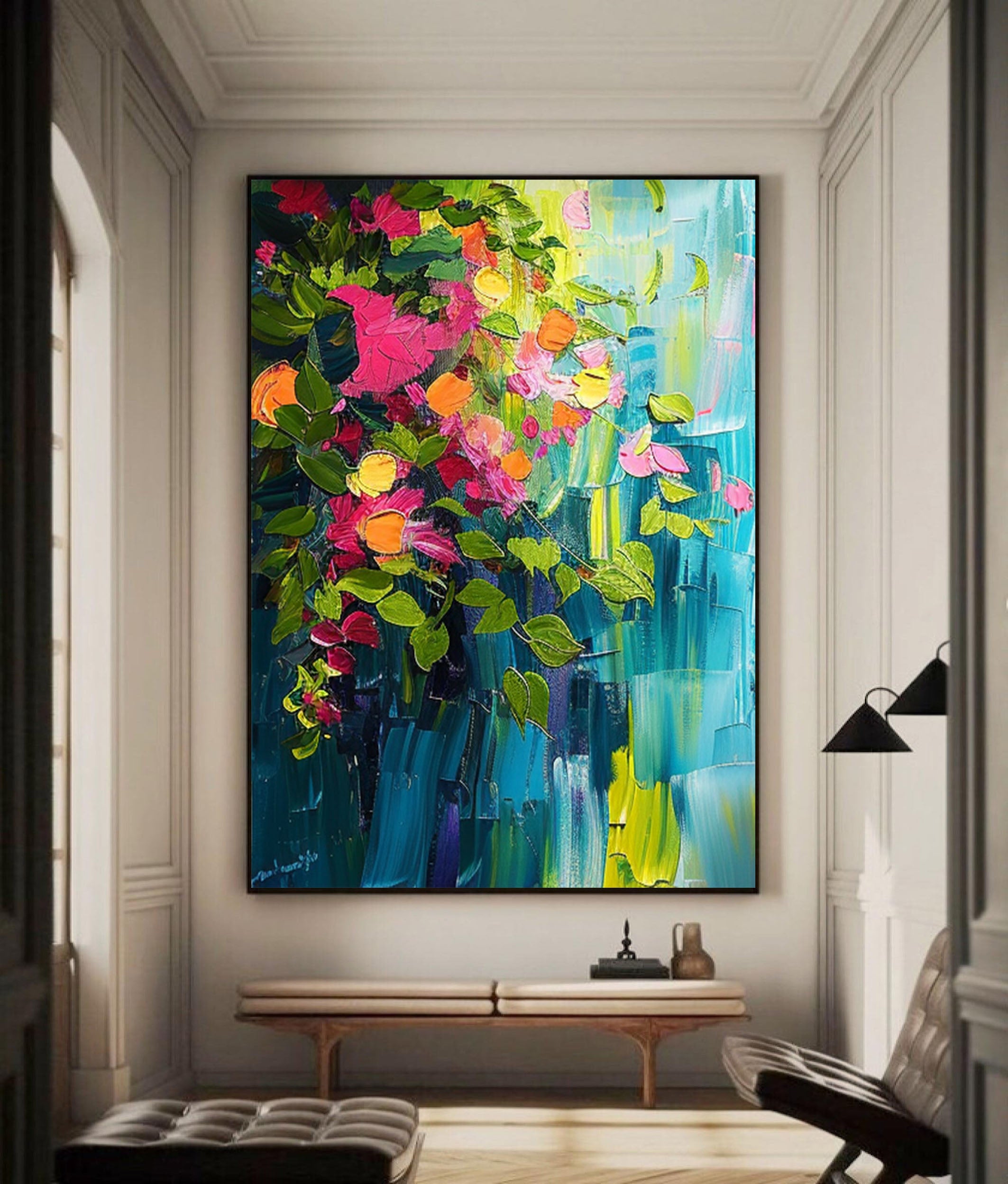 Summer Flowers Abstract Painting Bright Wall Decor #CAP 032